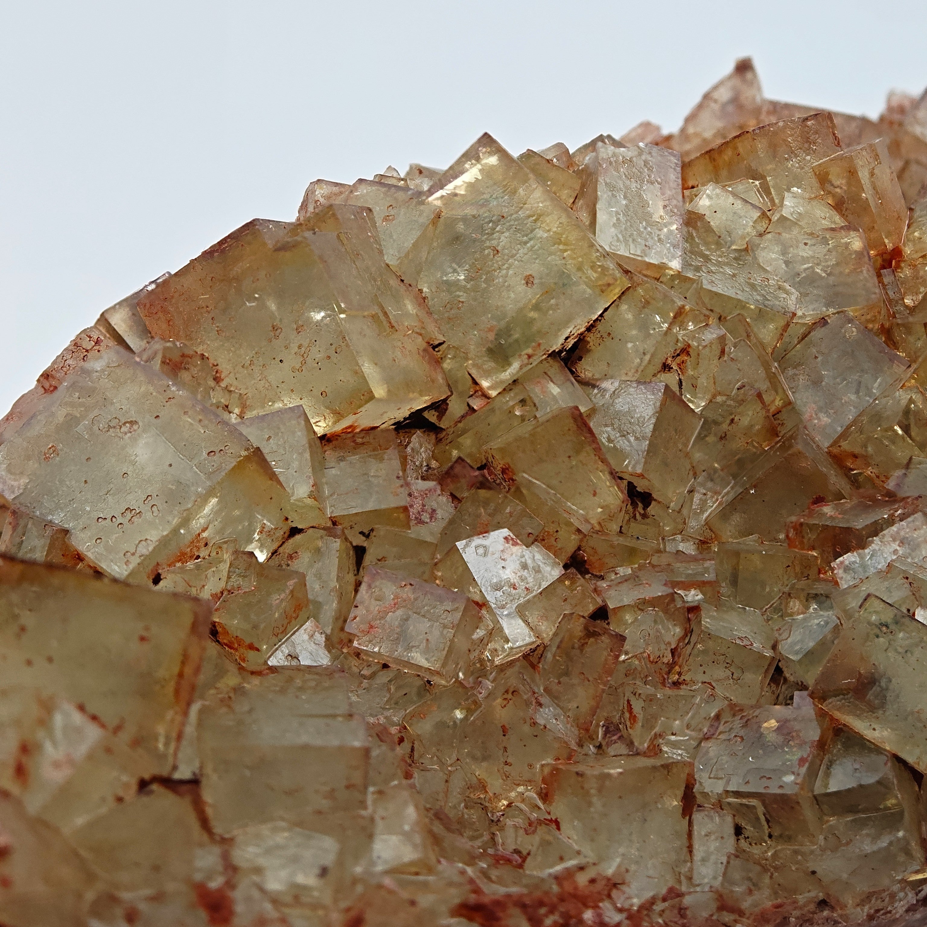FLUORITE Cluster – Yellow-Green Cubic Crystals with Red Inclusions, Morocco