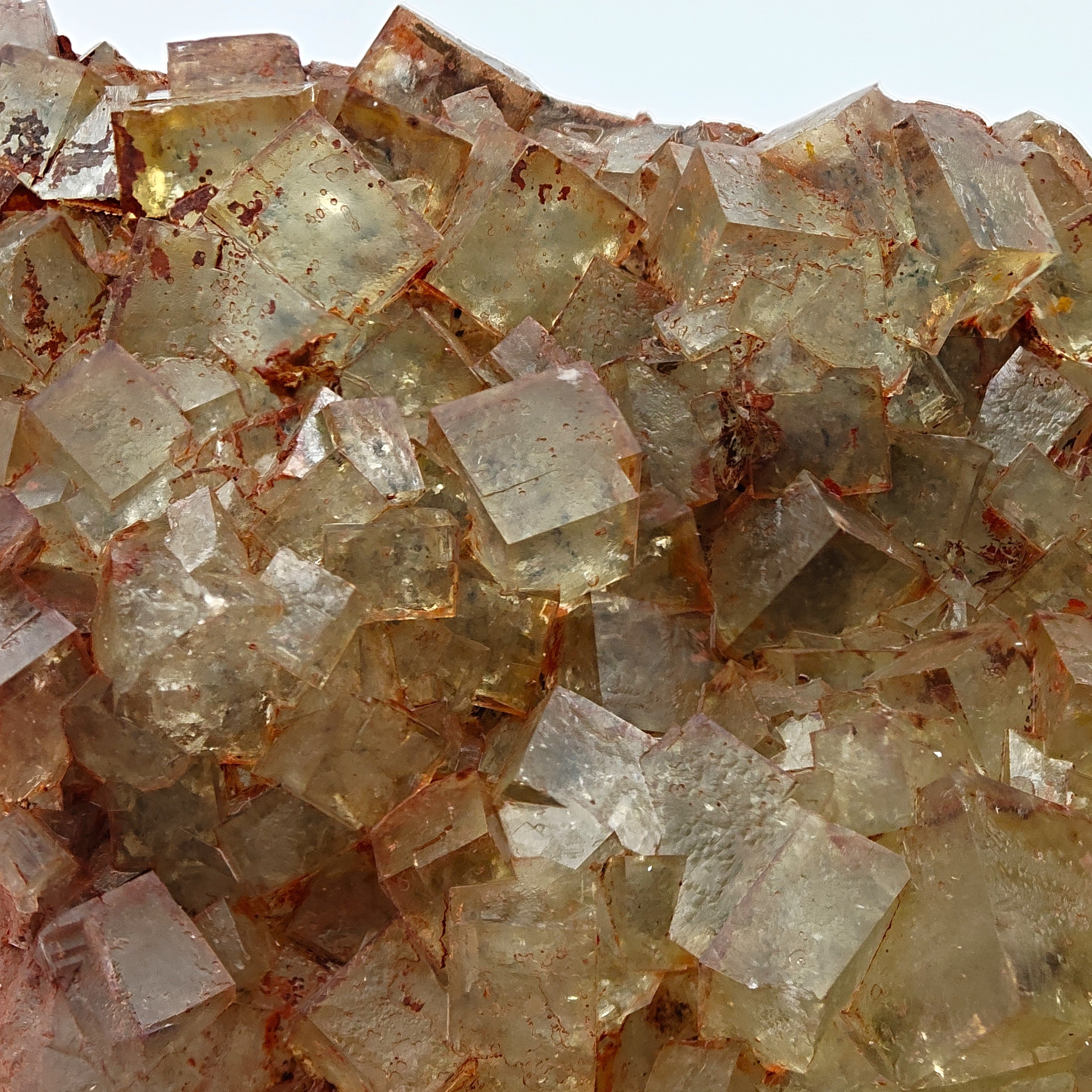 FLUORITE Cluster – Yellow-Green Cubic Crystals with Red Inclusions, Morocco