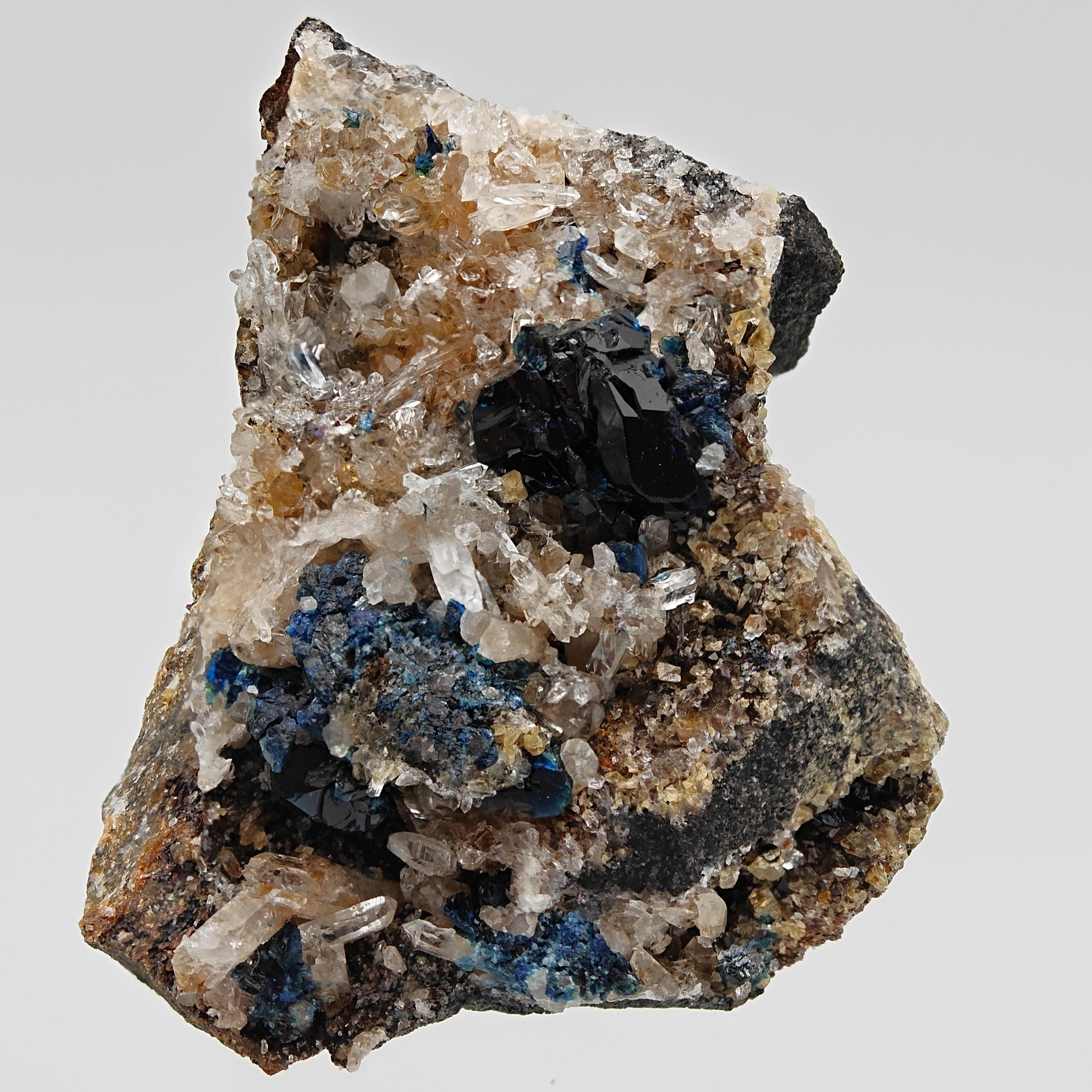 LAZULITE – Deep Blue Crystals on Quartz Matrix, Rapid Creek, Yukon, Canada