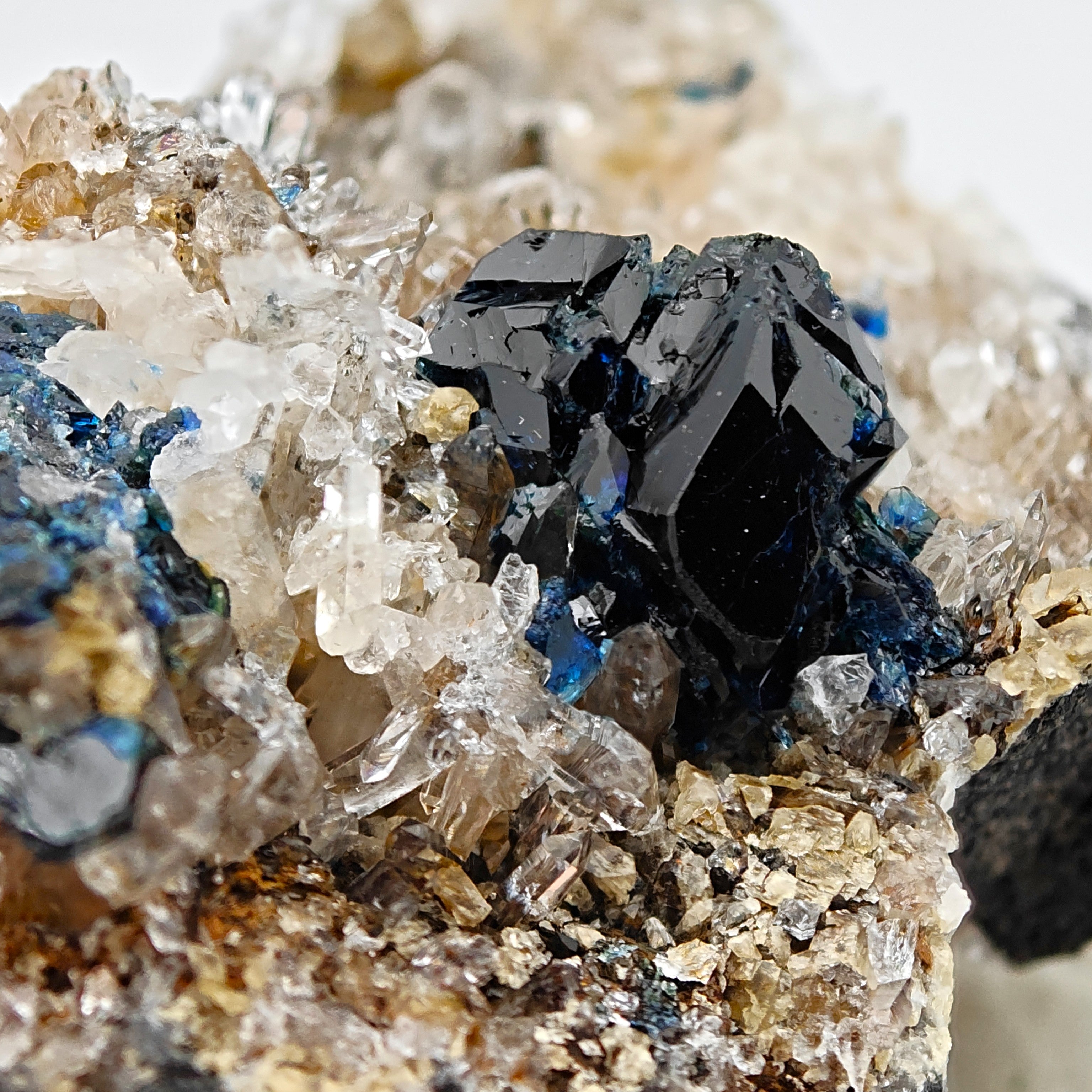 LAZULITE – Deep Blue Crystals on Quartz Matrix, Rapid Creek, Yukon, Canada