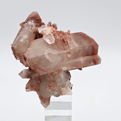 Side angle of hematoid quartz specimen showing elongated doubly terminated crystal, Orange River, South Africa
