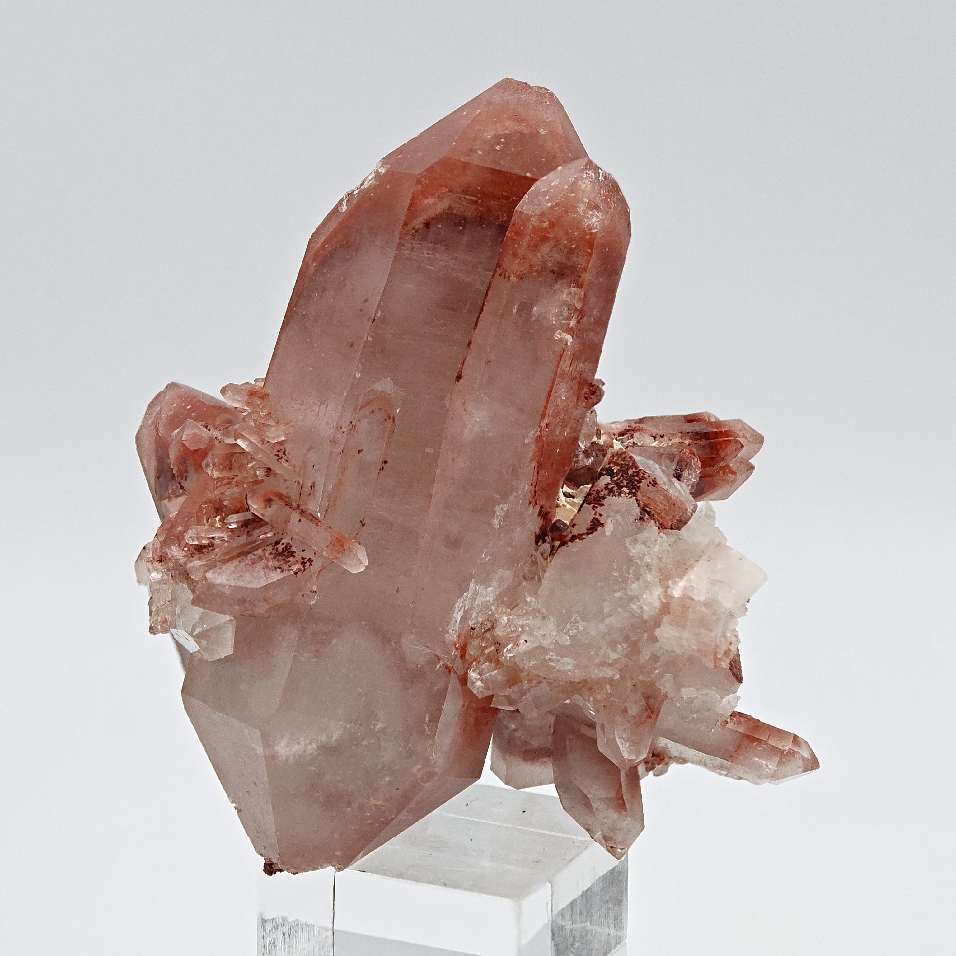 HEMATOID QUARTZ – Bicolor White & Red Floater Crystals, South Africa