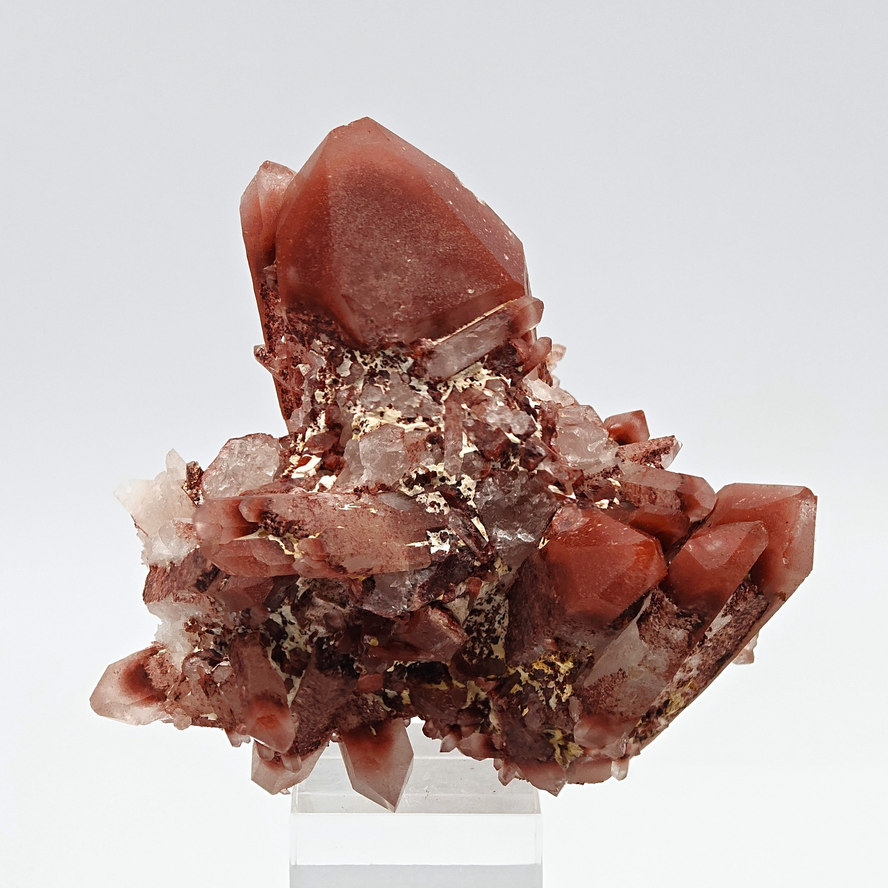 HEMATOID QUARTZ – Bicolor White & Red Floater Crystals, South Africa