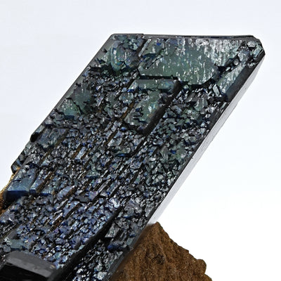 Top view of vivianite crystal termination with green internal structure