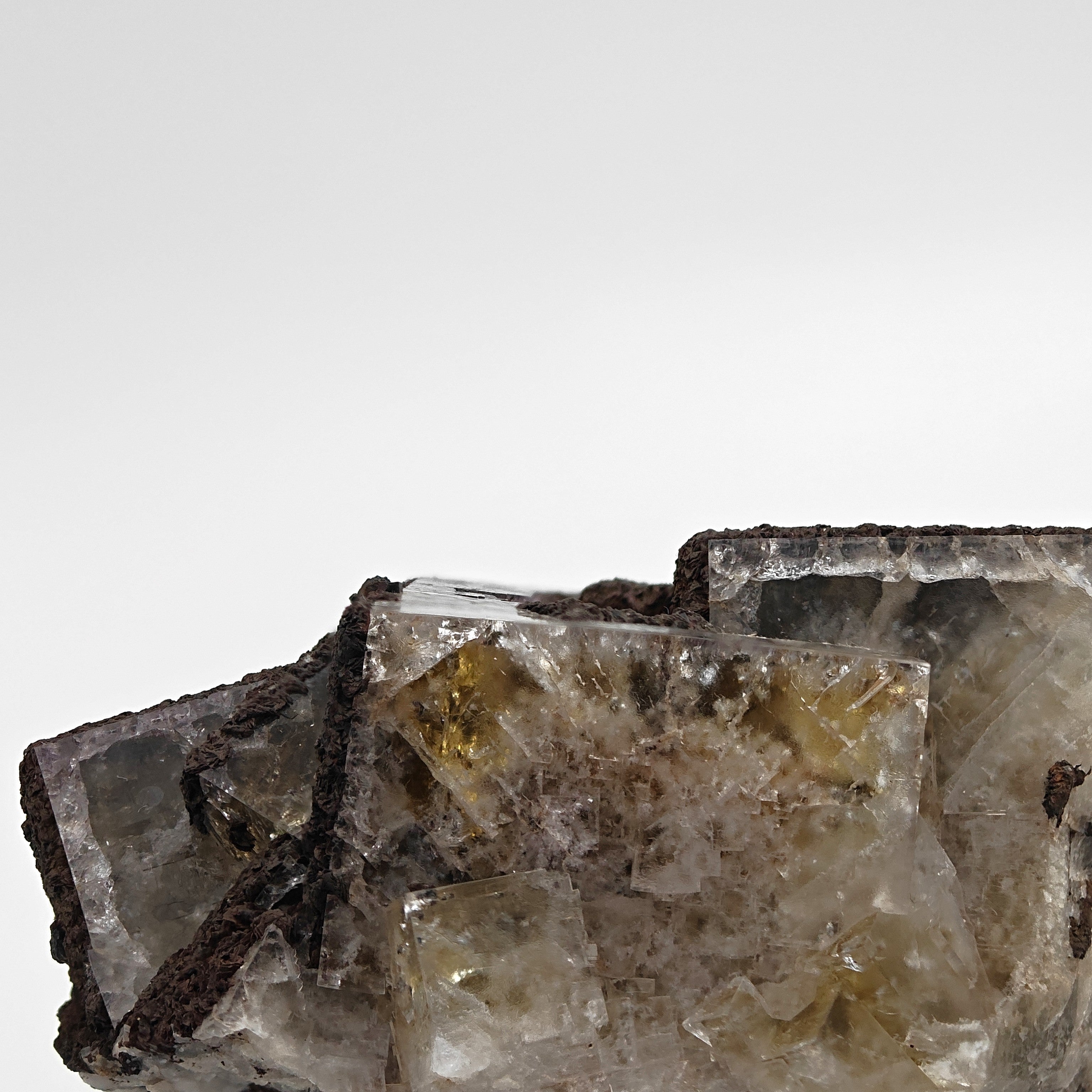 FLUORITE – Large Crossed Yellow & Violet Crystals, Greenlaws Mine, Weardale, UK