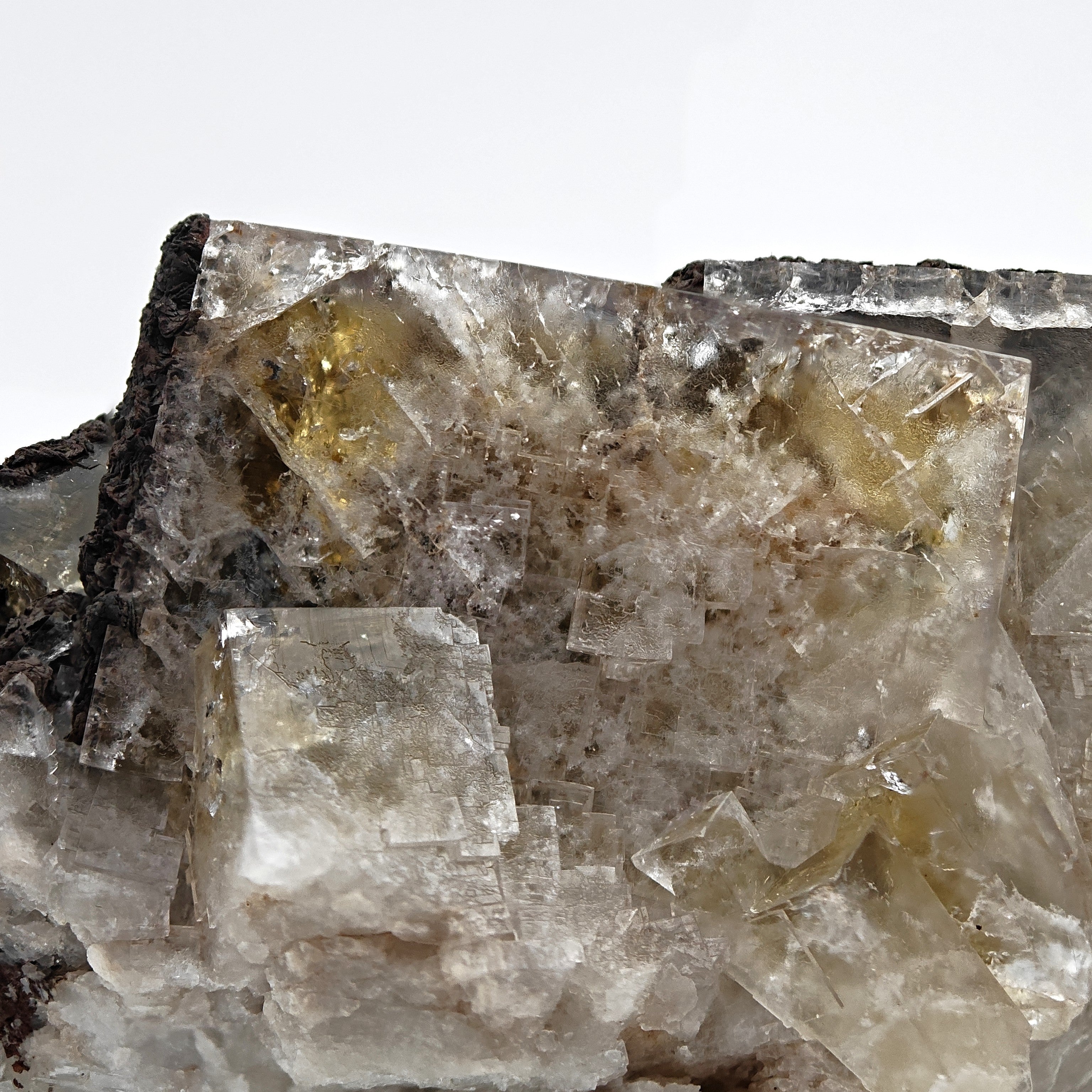 FLUORITE – Large Crossed Yellow & Violet Crystals, Greenlaws Mine, Weardale, UK