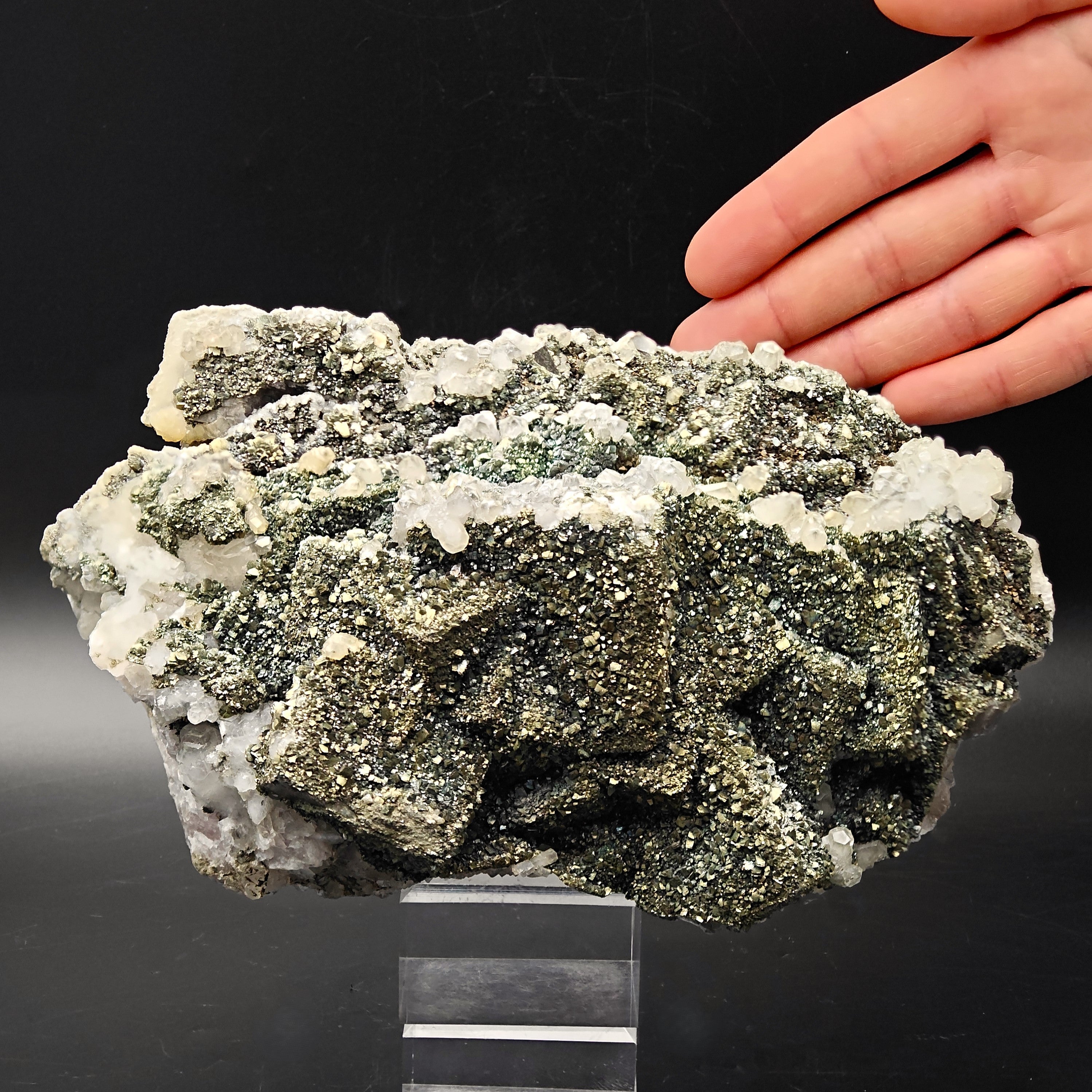 MARCASITE & FLUORITE – Golden Crystals on Cubes, Silius, Sardinia, Italy