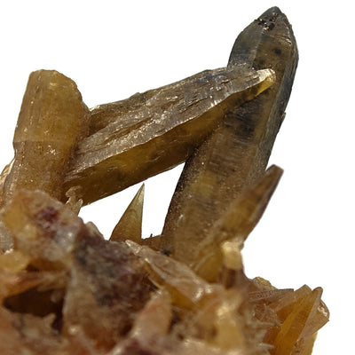 Detail of mimetite crystal surface texture and crossing point, Tsumeb