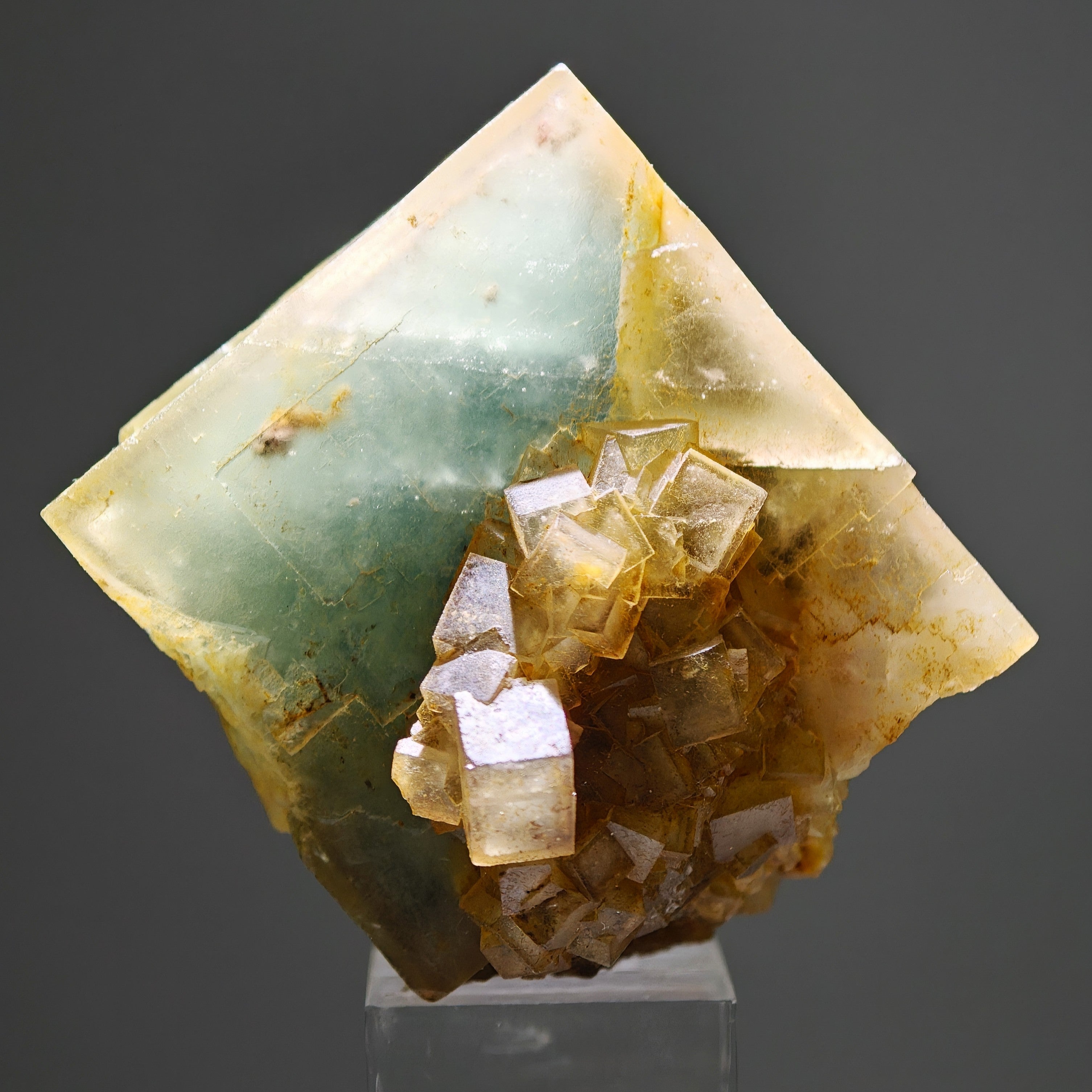 FLUORITE – Rare Bicolor Aqua-Green Crystal with Twins, Sicily, Italy
