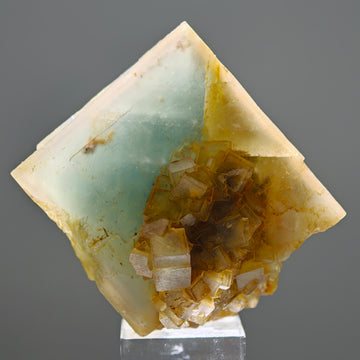 FLUORITE – Rare Bicolor Aqua-Green Crystal with Twins, Sicily, Italy