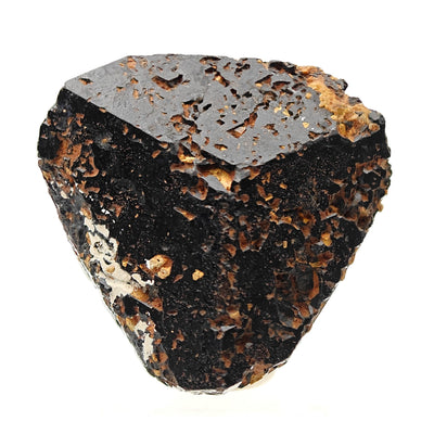 Back of uvite tourmaline crystal showing natural matrix crust, Brumado locality