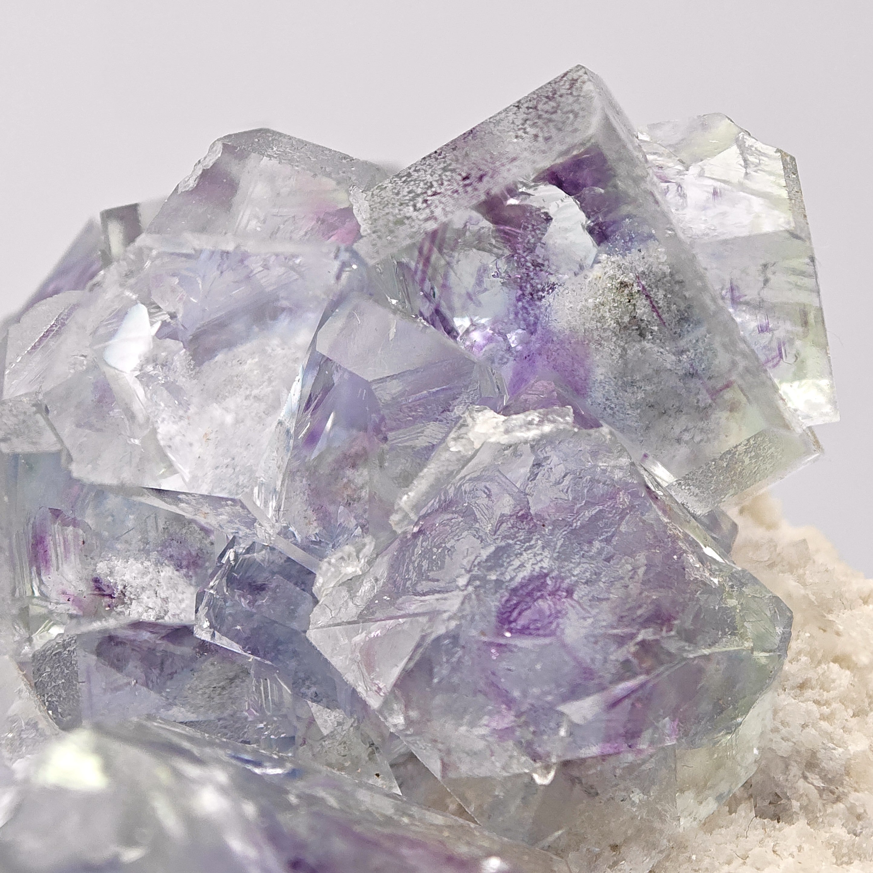 FLUORITE – Transparent Crystals with Purple & Blue Cloud Inclusions, Shangbao Mine, China