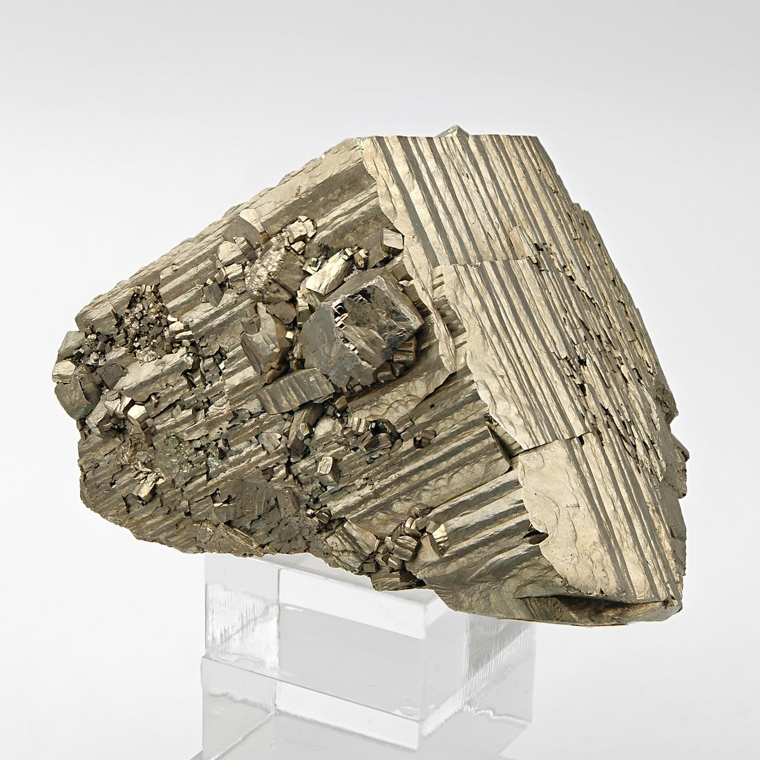 PYRITE – Large Golden Striated Crystal, Niccioleta Mine, Italy