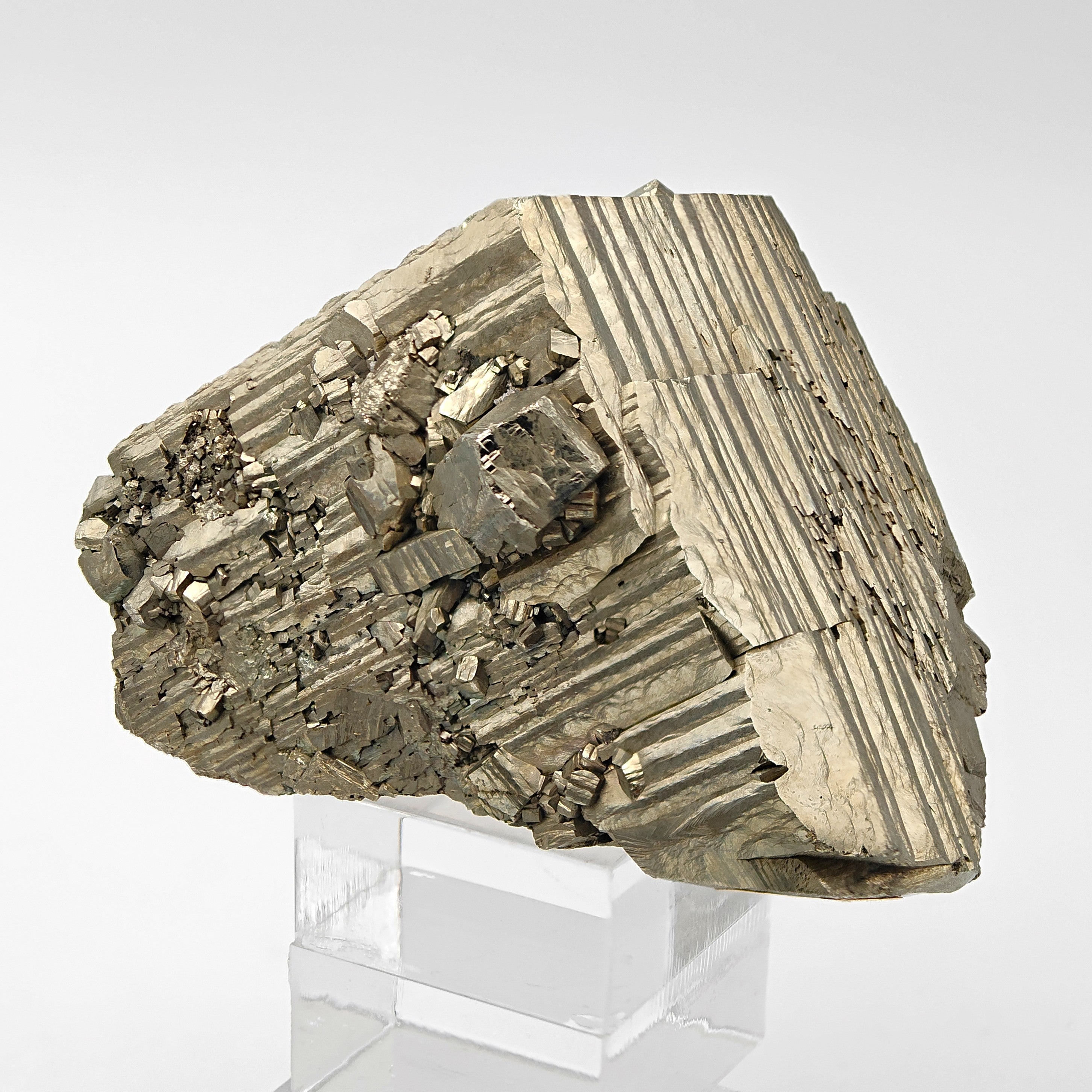 PYRITE – Large Golden Striated Crystal, Niccioleta Mine, Italy