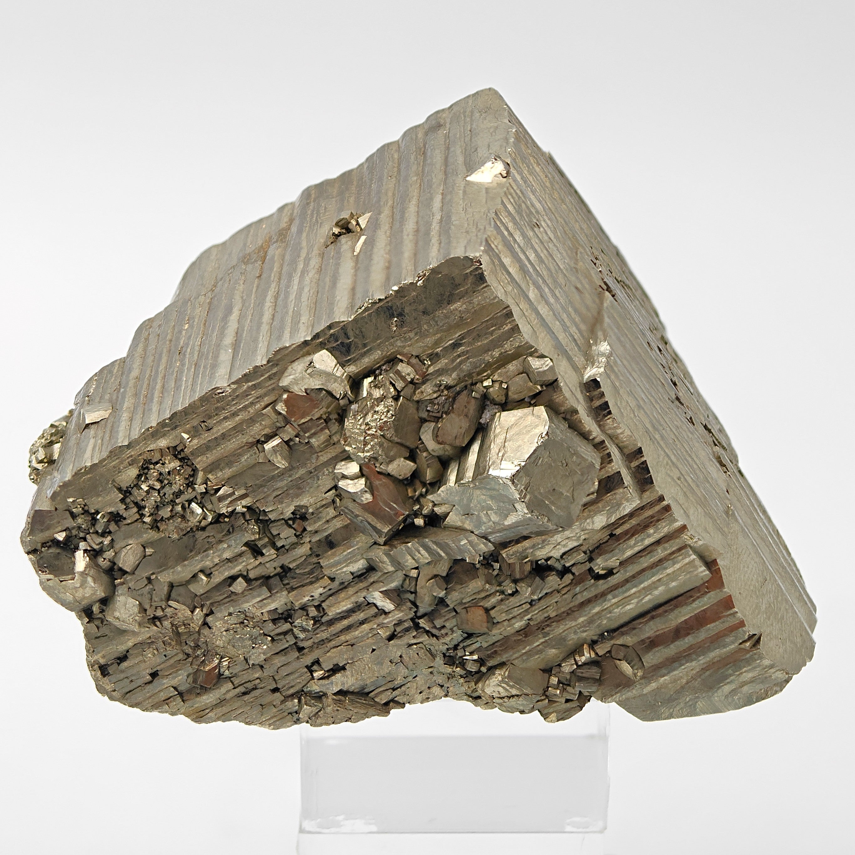 PYRITE – Large Golden Striated Crystal, Niccioleta Mine, Italy