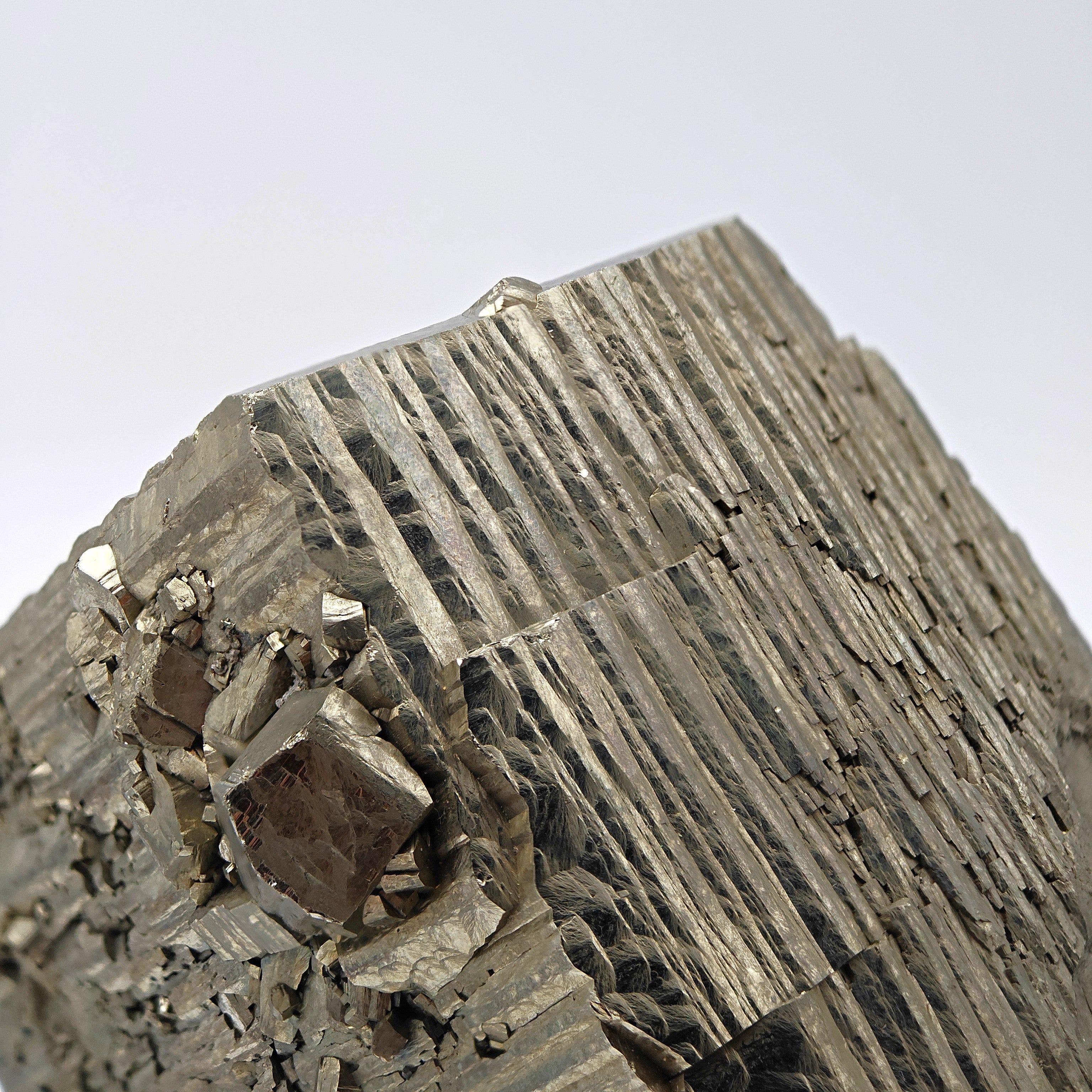PYRITE – Large Golden Striated Crystal, Niccioleta Mine, Italy