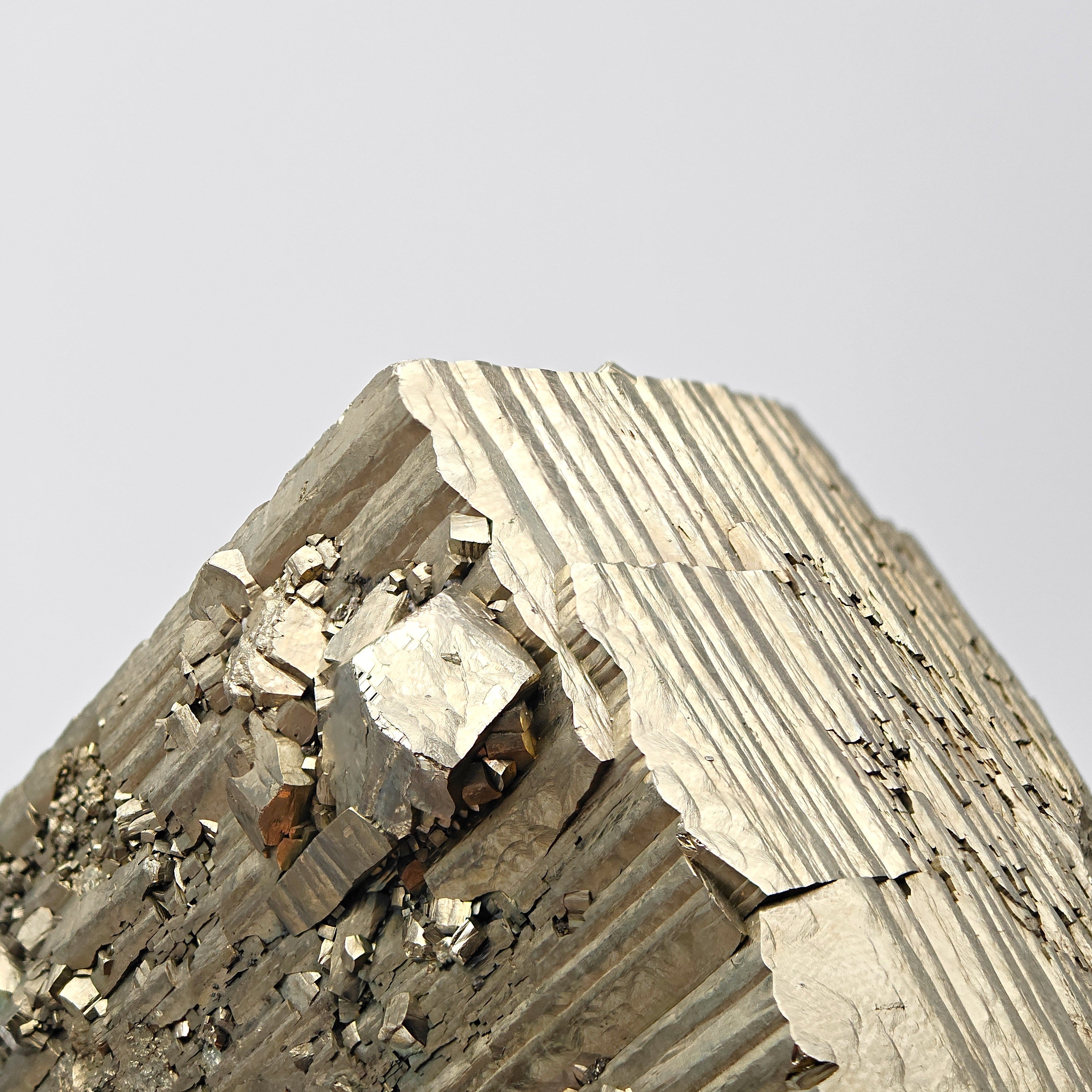 PYRITE – Large Golden Striated Crystal, Niccioleta Mine, Italy