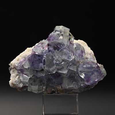Fluorite crystal cluster on matrix from Shangbao Mine, Hunan, China