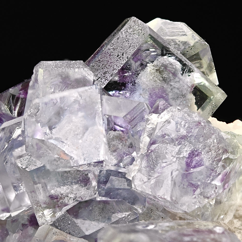 FLUORITE – Transparent Crystals with Purple & Blue Cloud Inclusions, Shangbao Mine, China