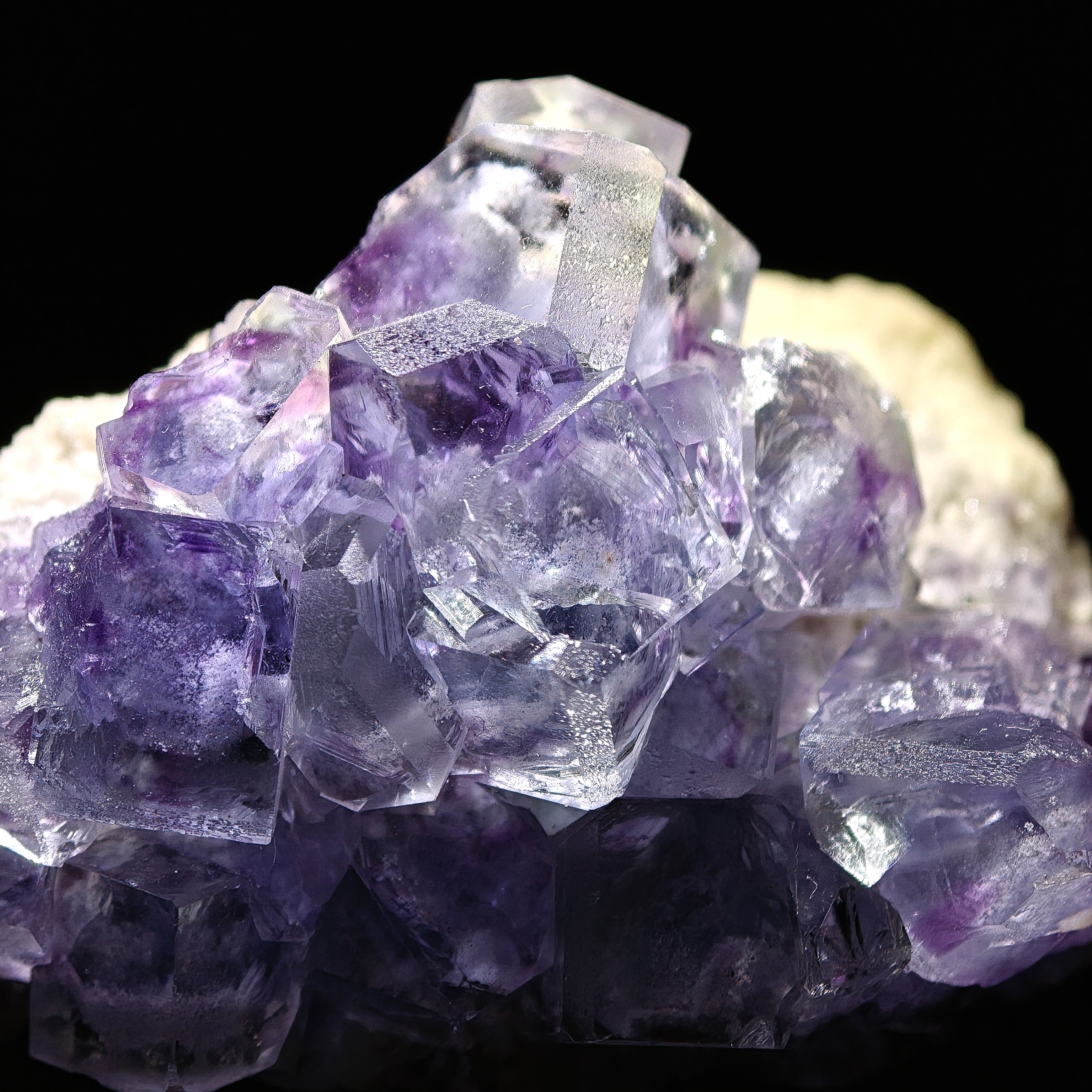 FLUORITE – Transparent Crystals with Purple & Blue Cloud Inclusions, Shangbao Mine, China