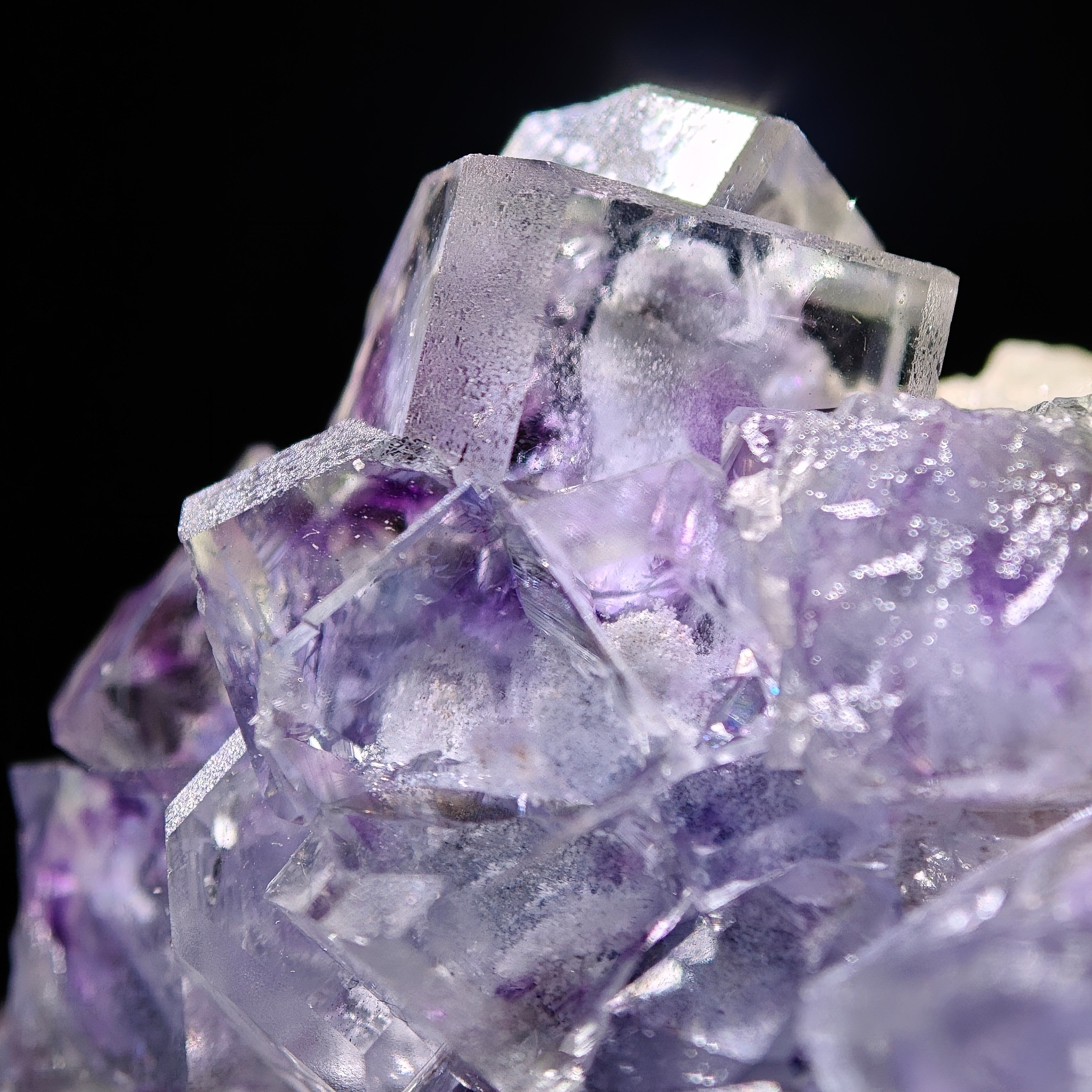 FLUORITE – Transparent Crystals with Purple & Blue Cloud Inclusions, Shangbao Mine, China