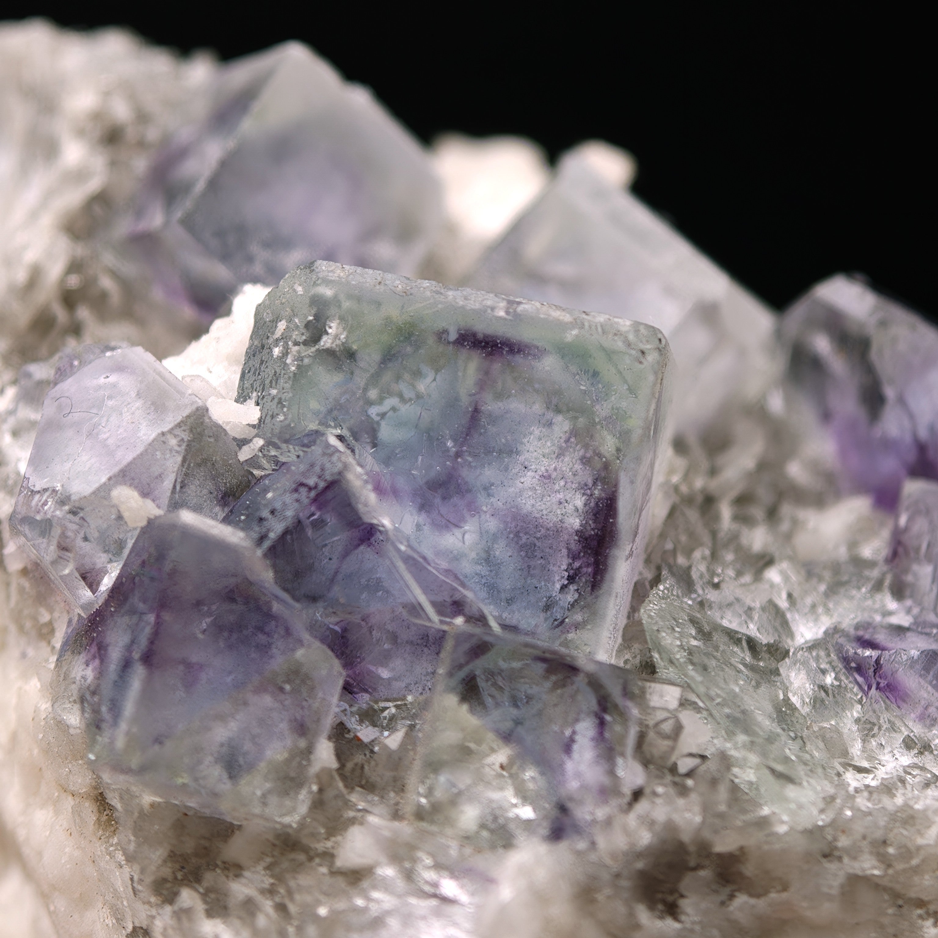 FLUORITE – Transparent Crystals with Purple & Blue Cloud Inclusions, Shangbao Mine, China