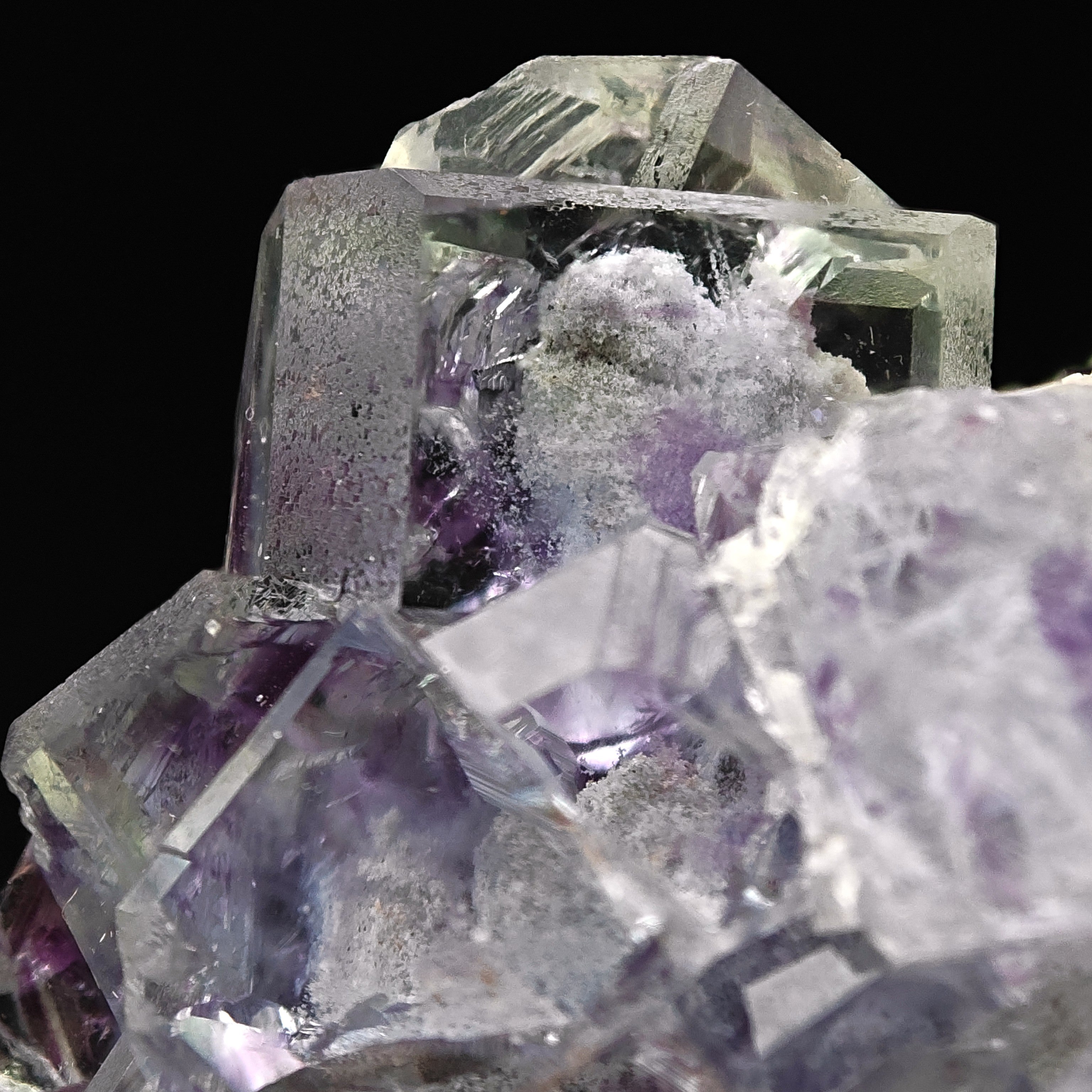 FLUORITE – Transparent Crystals with Purple & Blue Cloud Inclusions, Shangbao Mine, China