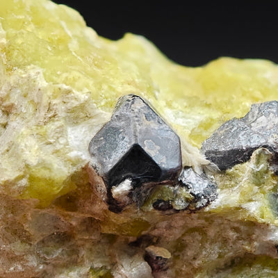 Close-up of a sharp octahedral Martite crystal after magnetite, Snarum, Norway