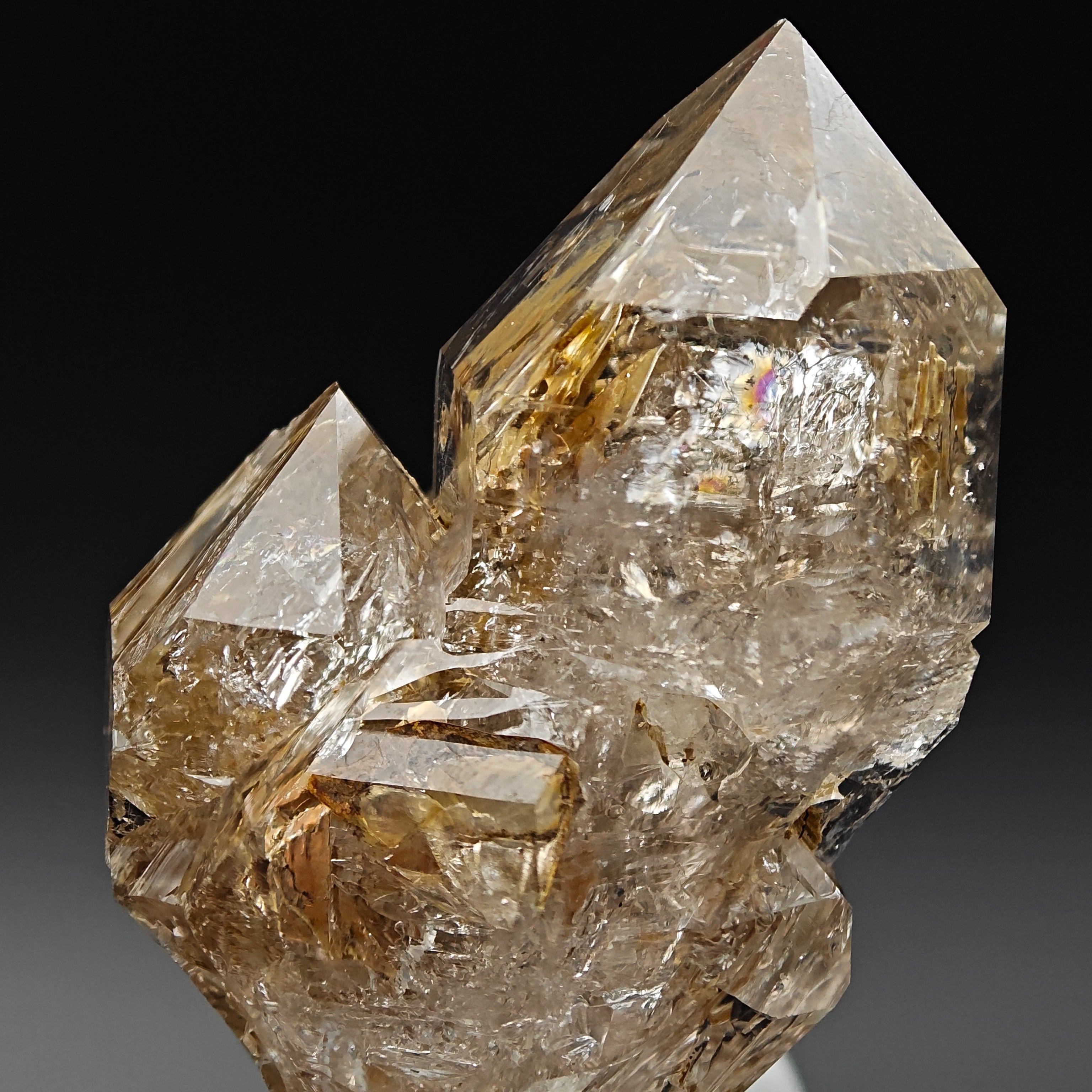 HOPPER QUARTZ – Large Transparent Crystal with Clay Inclusions, Liguria, Italy