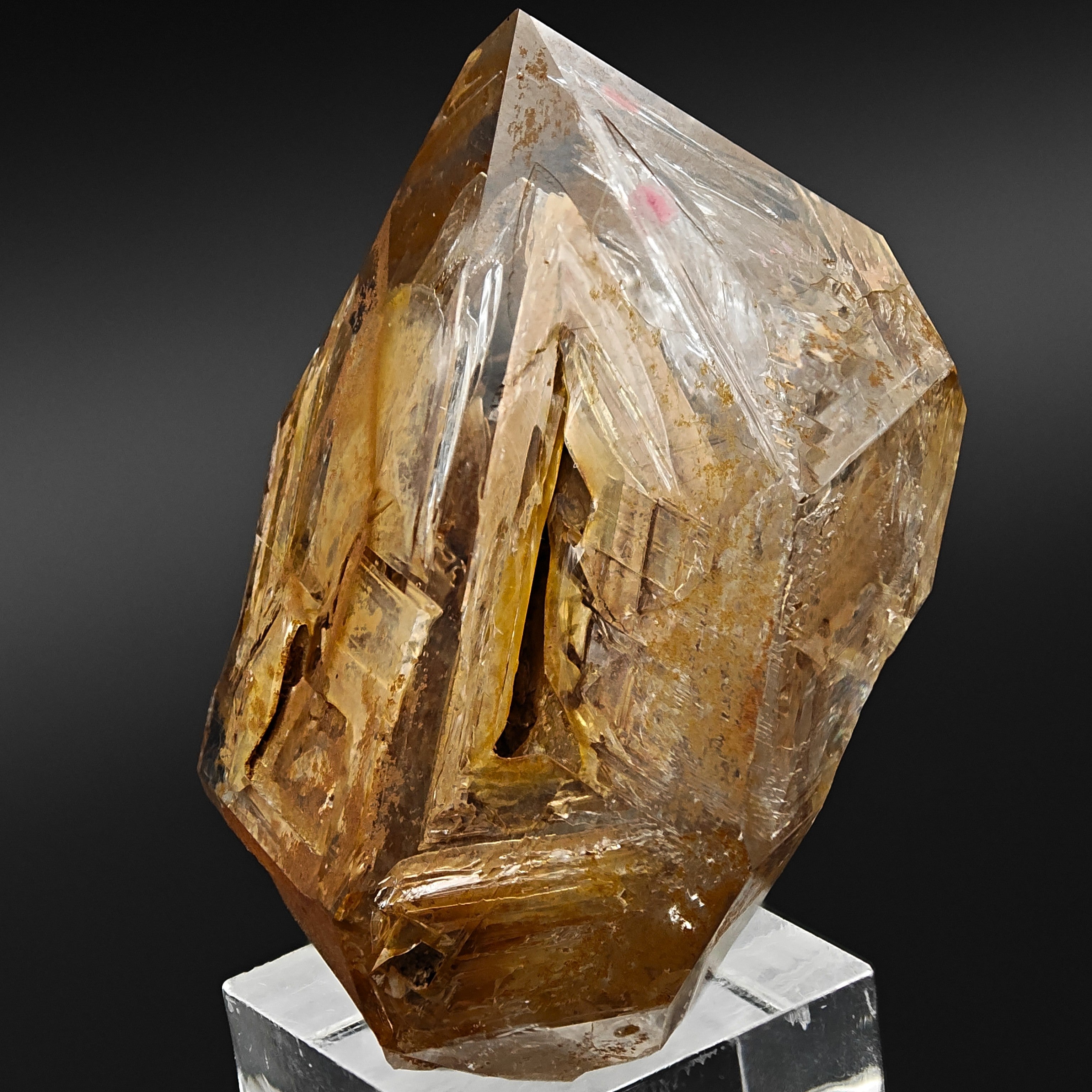 QUARTZ – Transparent Hopper Crystal with Clay Inclusions, Isolabona, Italy