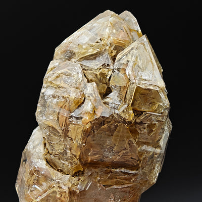Close-up of hopper quartz crystal faces with clay inclusions, Isolabona, Italy