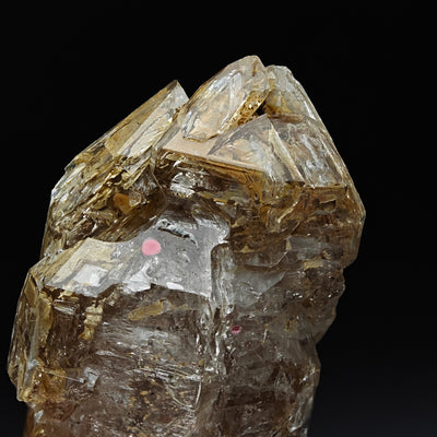Close-up of hopper quartz crystal termination showing stepped growth, Isolabona, Italy