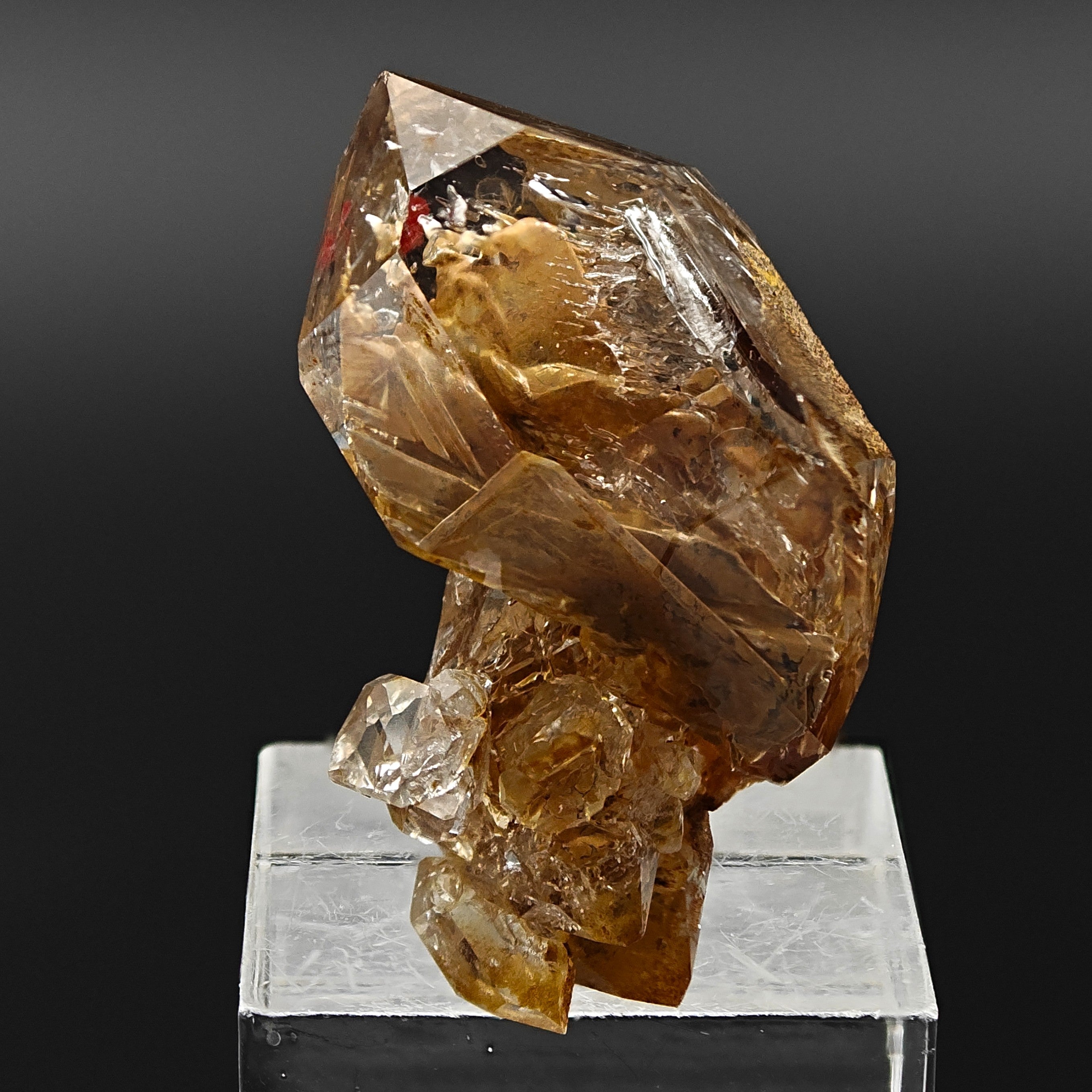 HOPPER QUARTZ – Transparent Crystal with Clay Inclusions, Nervia Valley, Italy