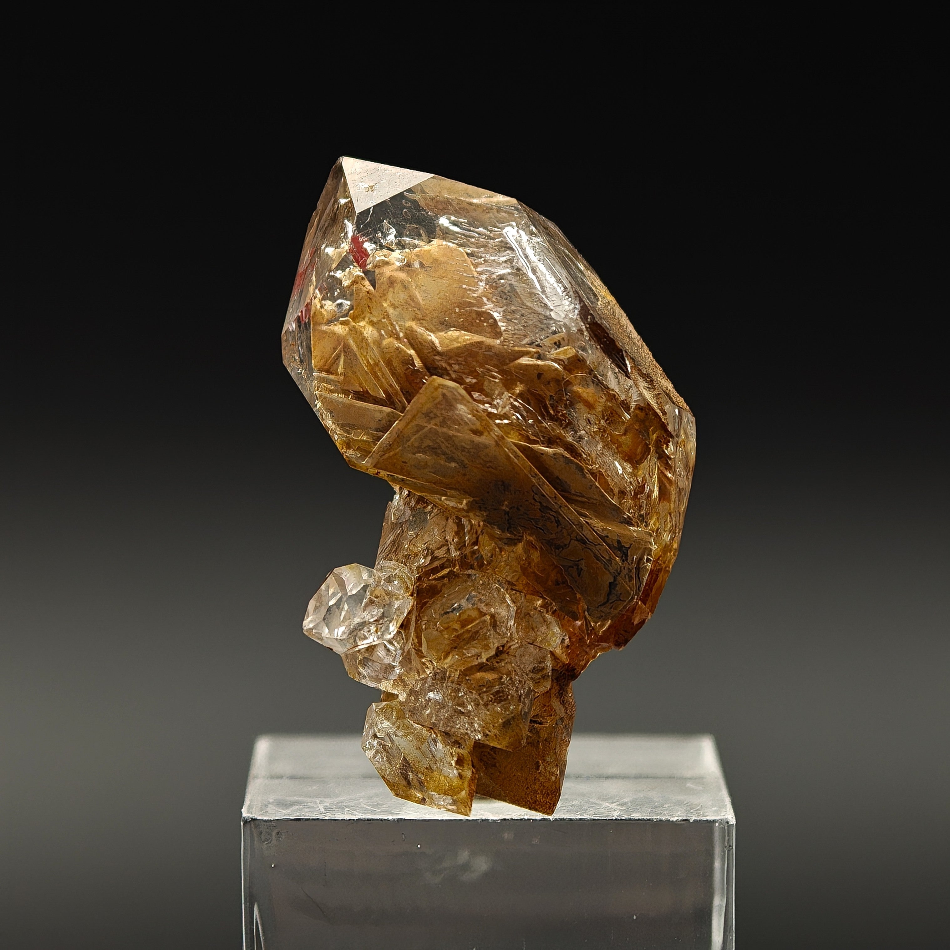 HOPPER QUARTZ – Transparent Crystal with Clay Inclusions, Nervia Valley, Italy