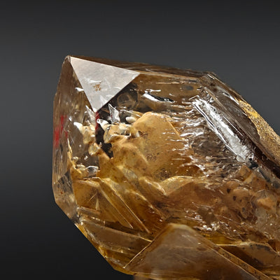 Macro detail of hopper quartz termination showing hopper growth steps