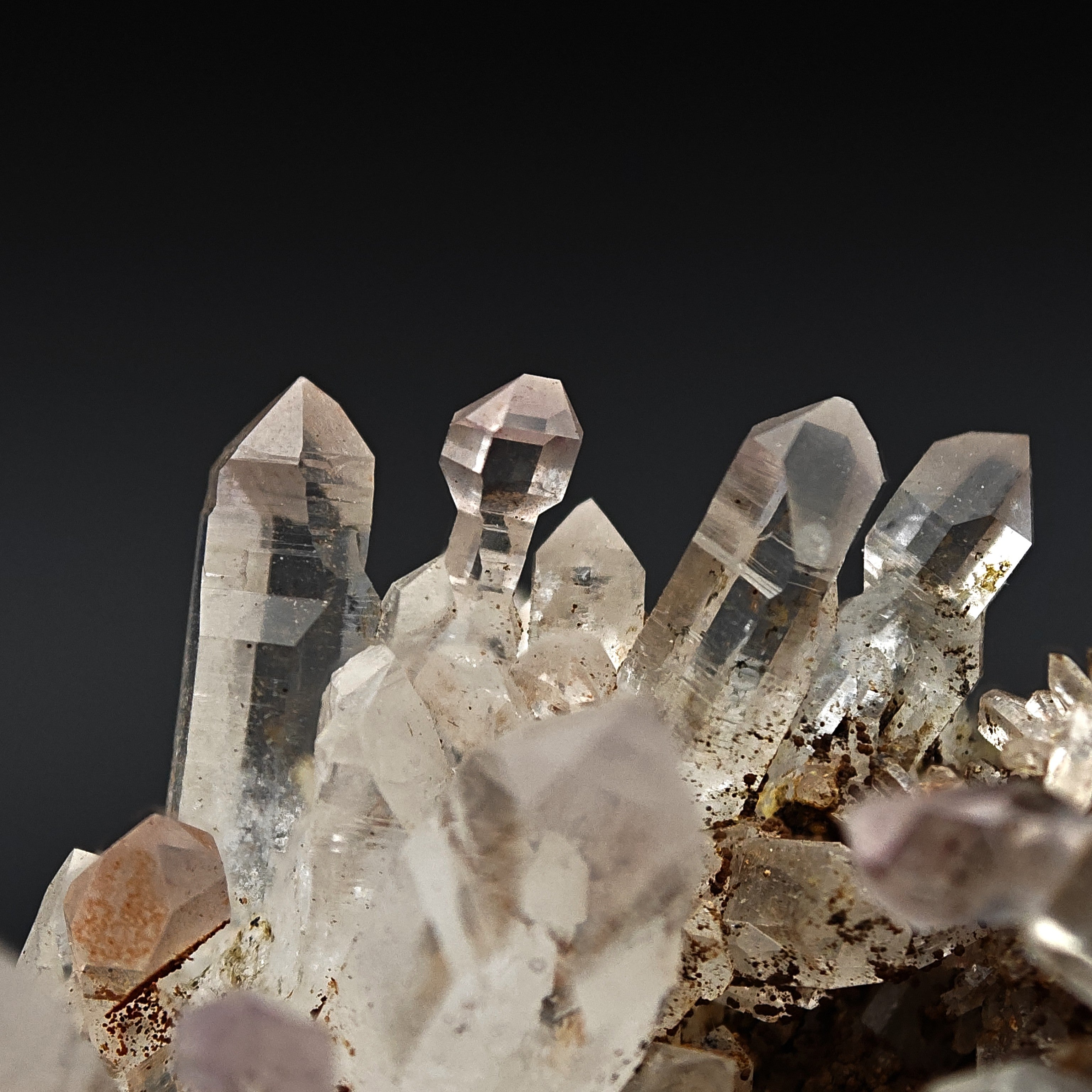 QUARTZ – Normal and Inverse Scepter Cluster, Highly Transparent, Tafelkop, Namibia