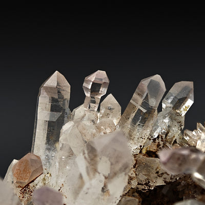 Close-up of quartz scepter terminations on crystal cluster, Erongo Region, Namibia