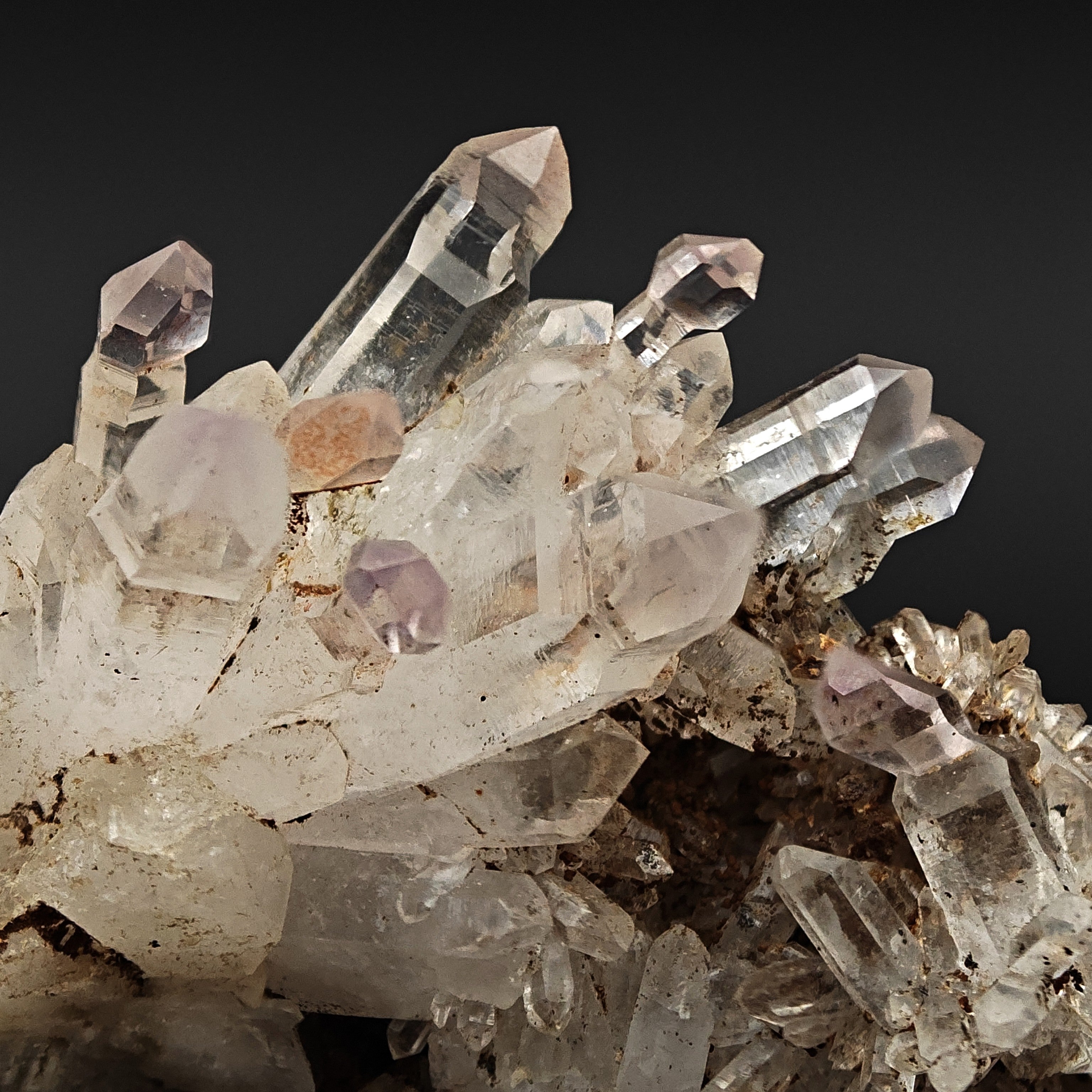 QUARTZ – Normal and Inverse Scepter Cluster, Highly Transparent, Tafelkop, Namibia