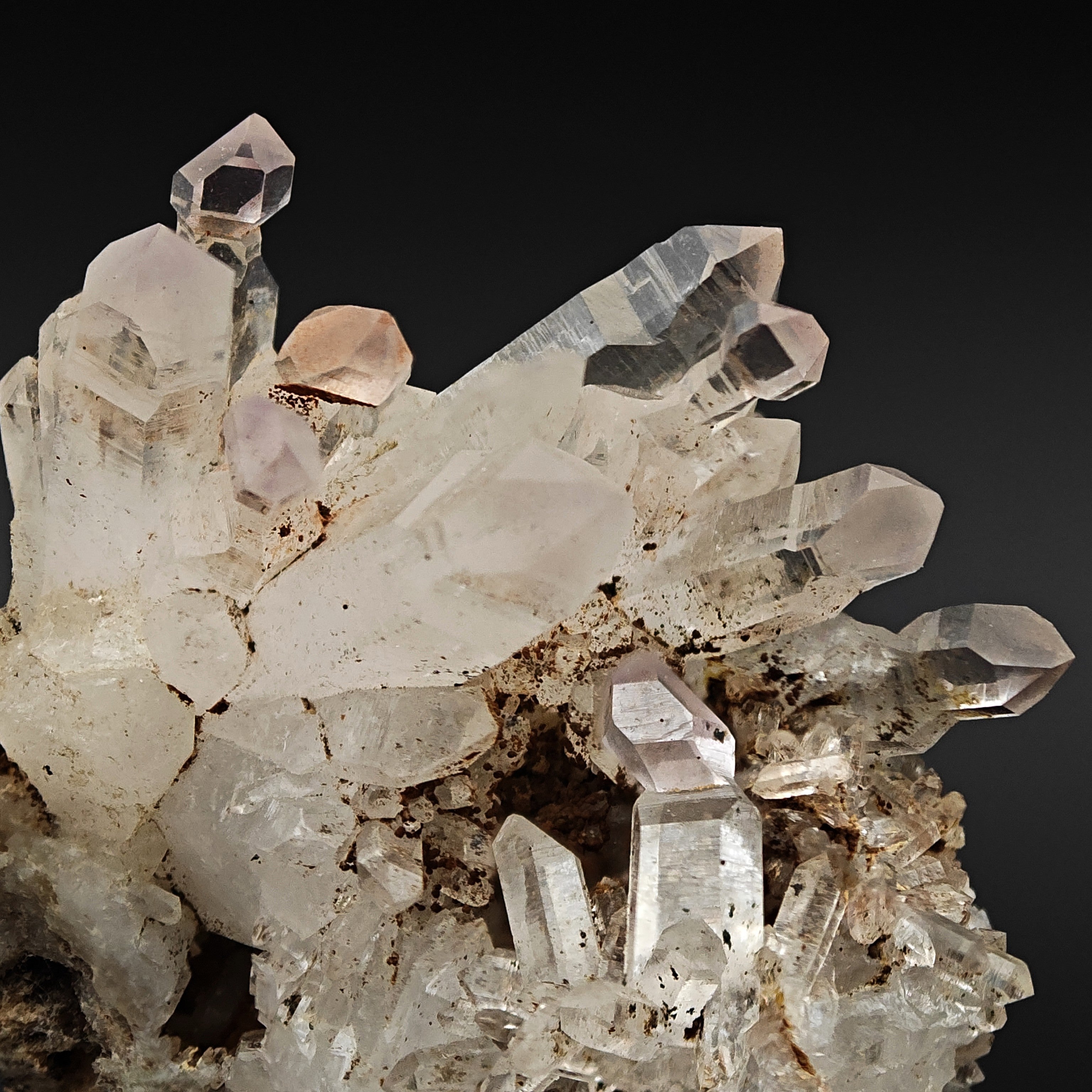 QUARTZ – Normal and Inverse Scepter Cluster, Highly Transparent, Tafelkop, Namibia