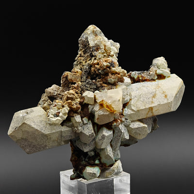 Side view of Anglesite crystal cluster on matrix, Broken Hill, NSW
