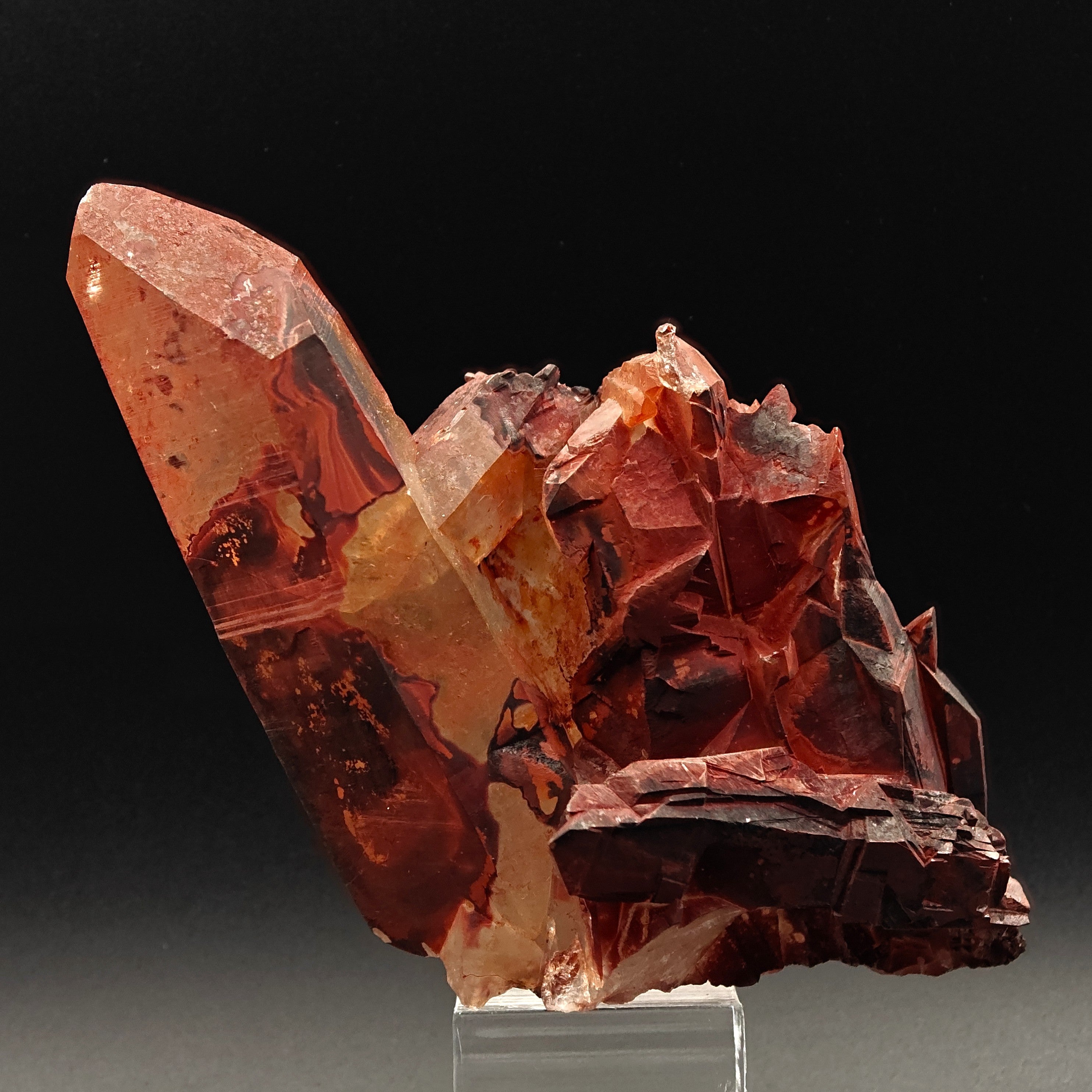 HEMATOID QUARTZ – Deep Red Crystal Cluster, Tinejdad, Morocco