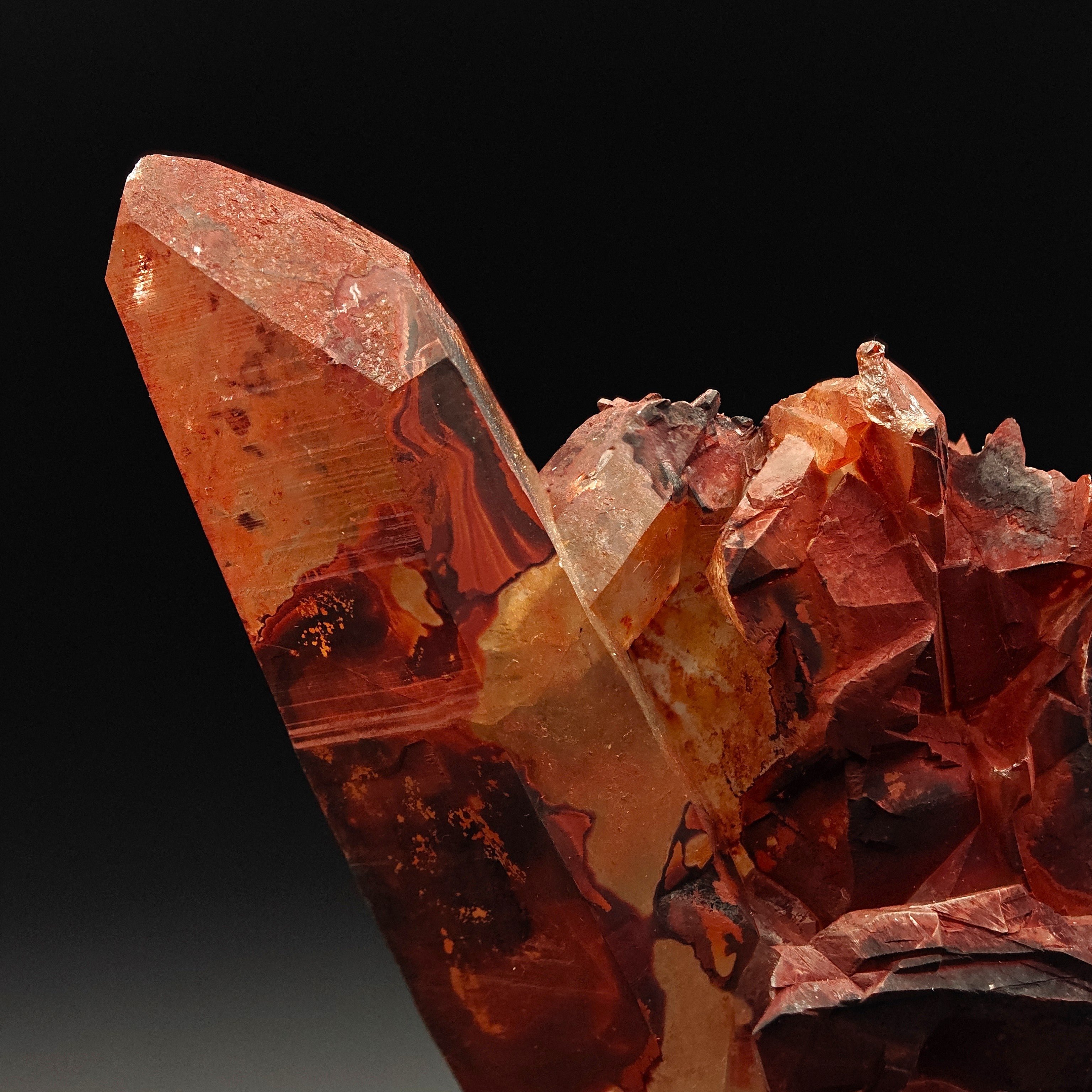 HEMATOID QUARTZ – Deep Red Crystal Cluster, Tinejdad, Morocco