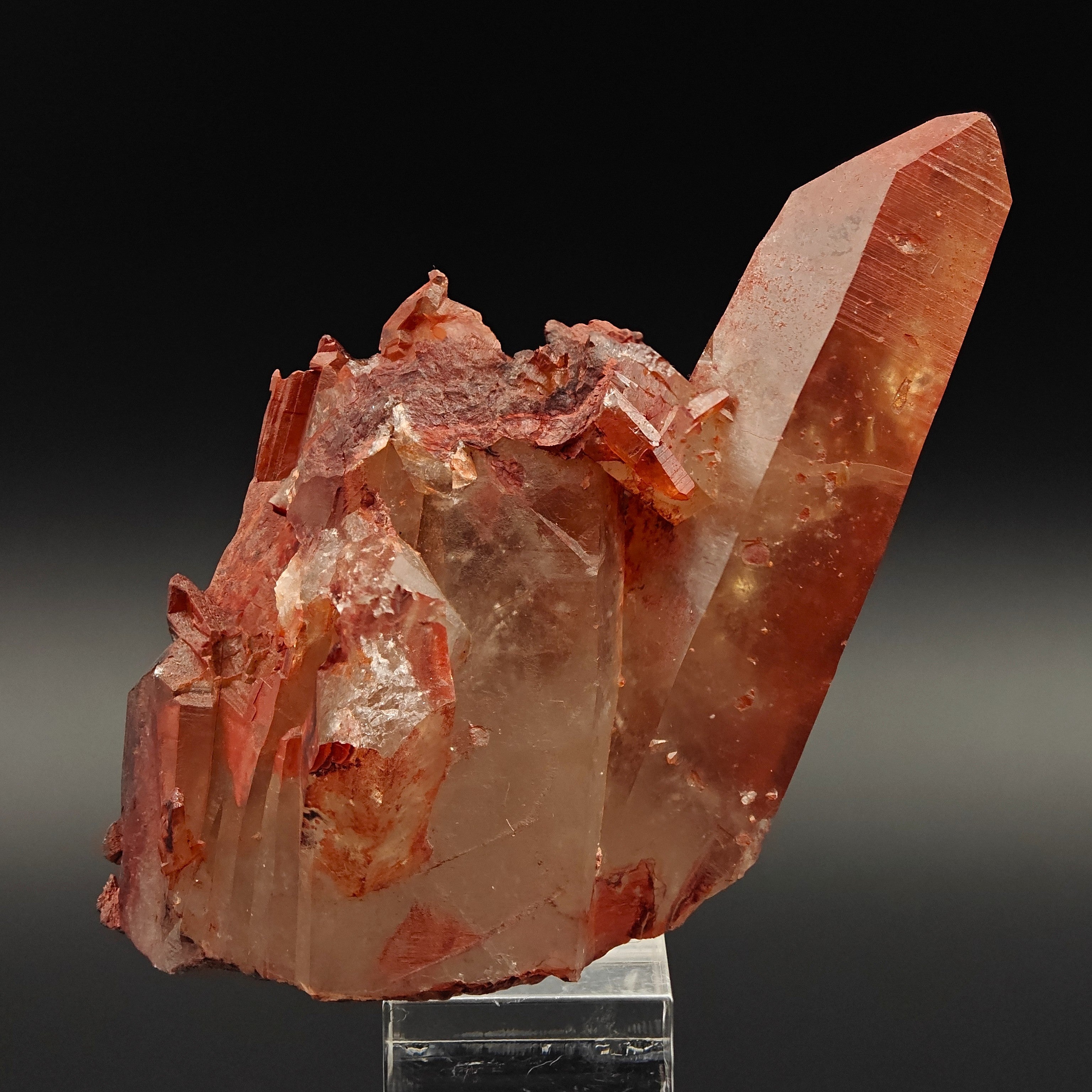 HEMATOID QUARTZ – Deep Red Crystal Cluster, Tinejdad, Morocco