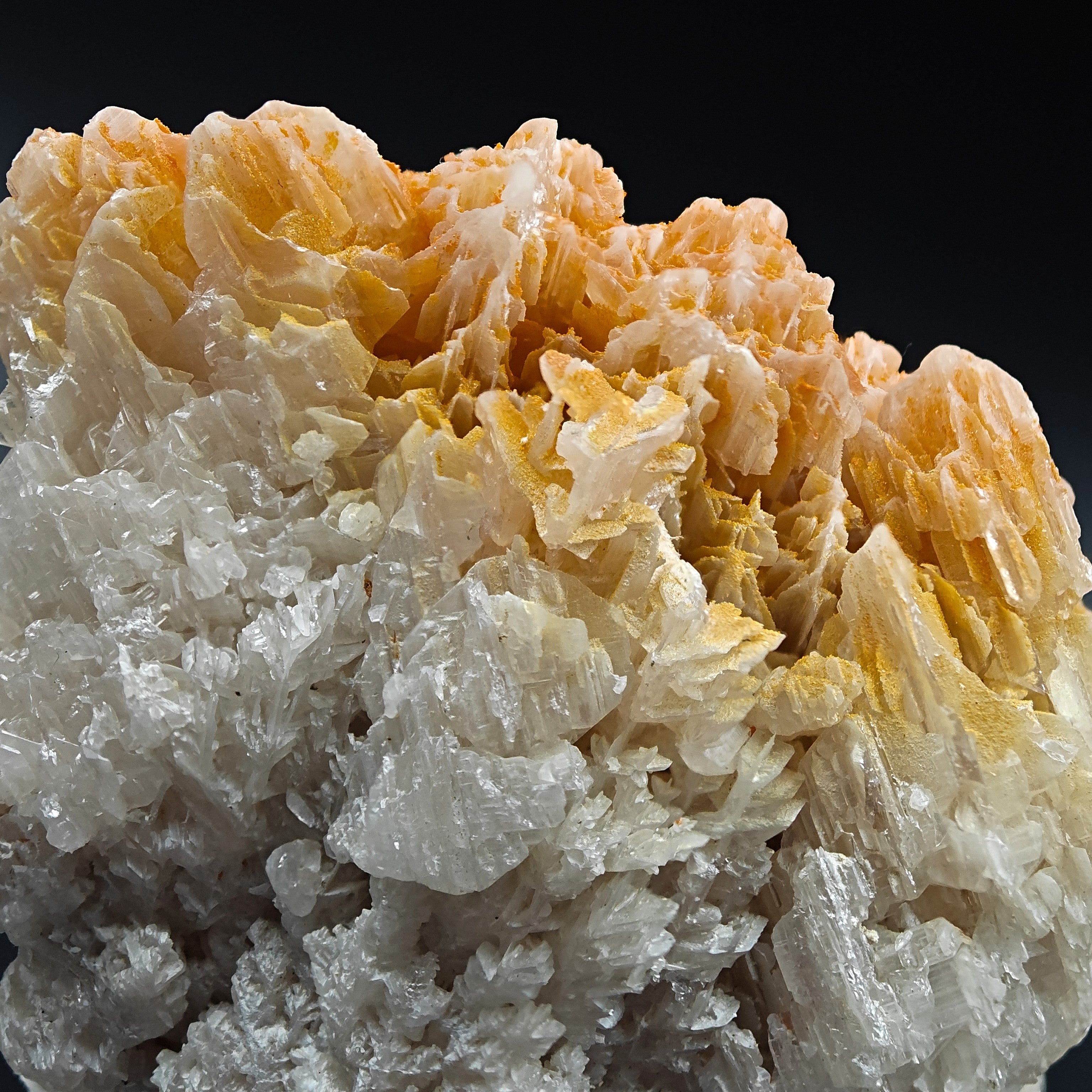 MIMETITE & CERUSSITE – Orange on White Reticulated Snowflake Twin, Iran