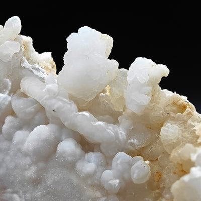 Detail of chalcedony crystal formations with botryoidal surface texture
