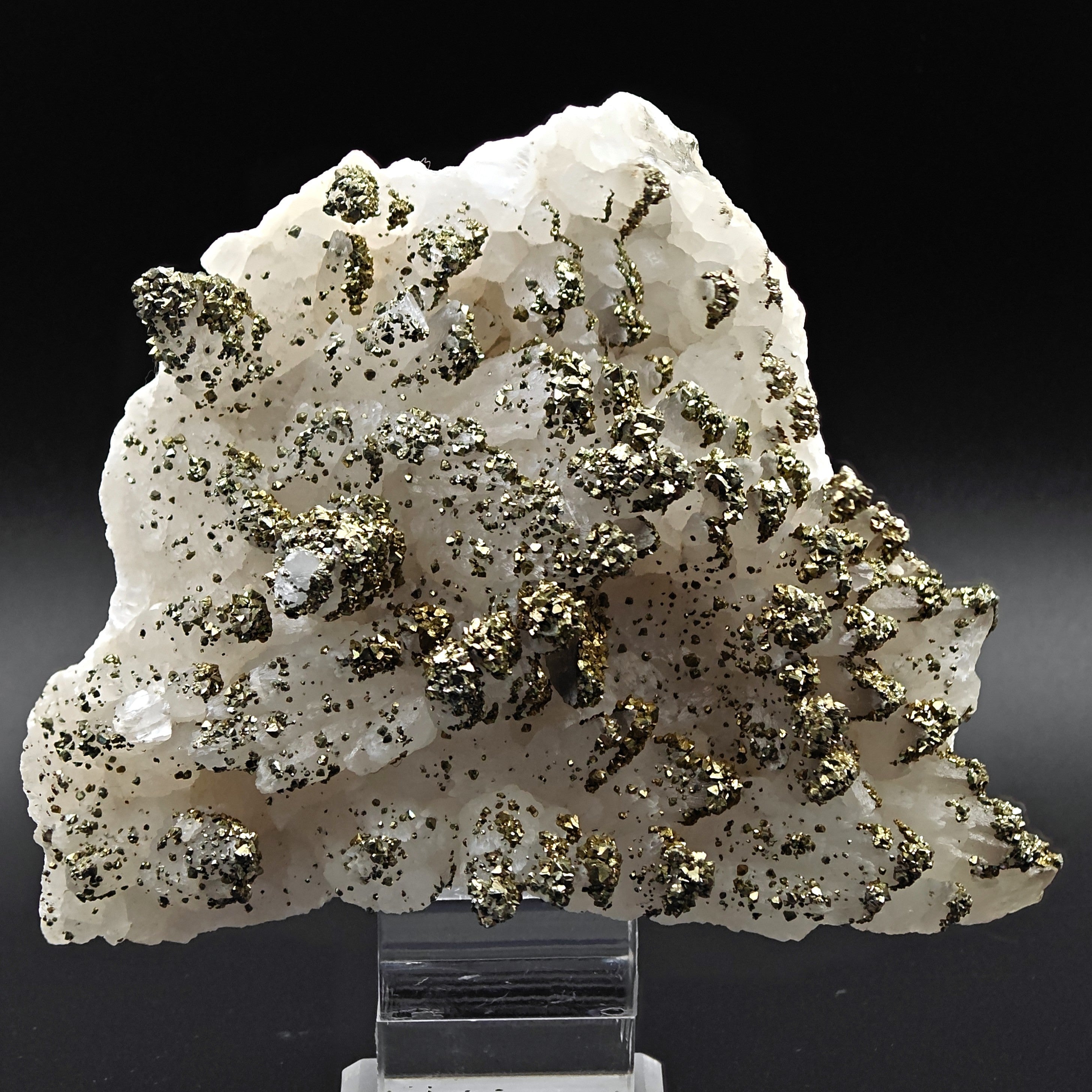 GOLDEN MARCASITE – "Snow-Capped Mountain" on Calcite, Sardinia, Italy