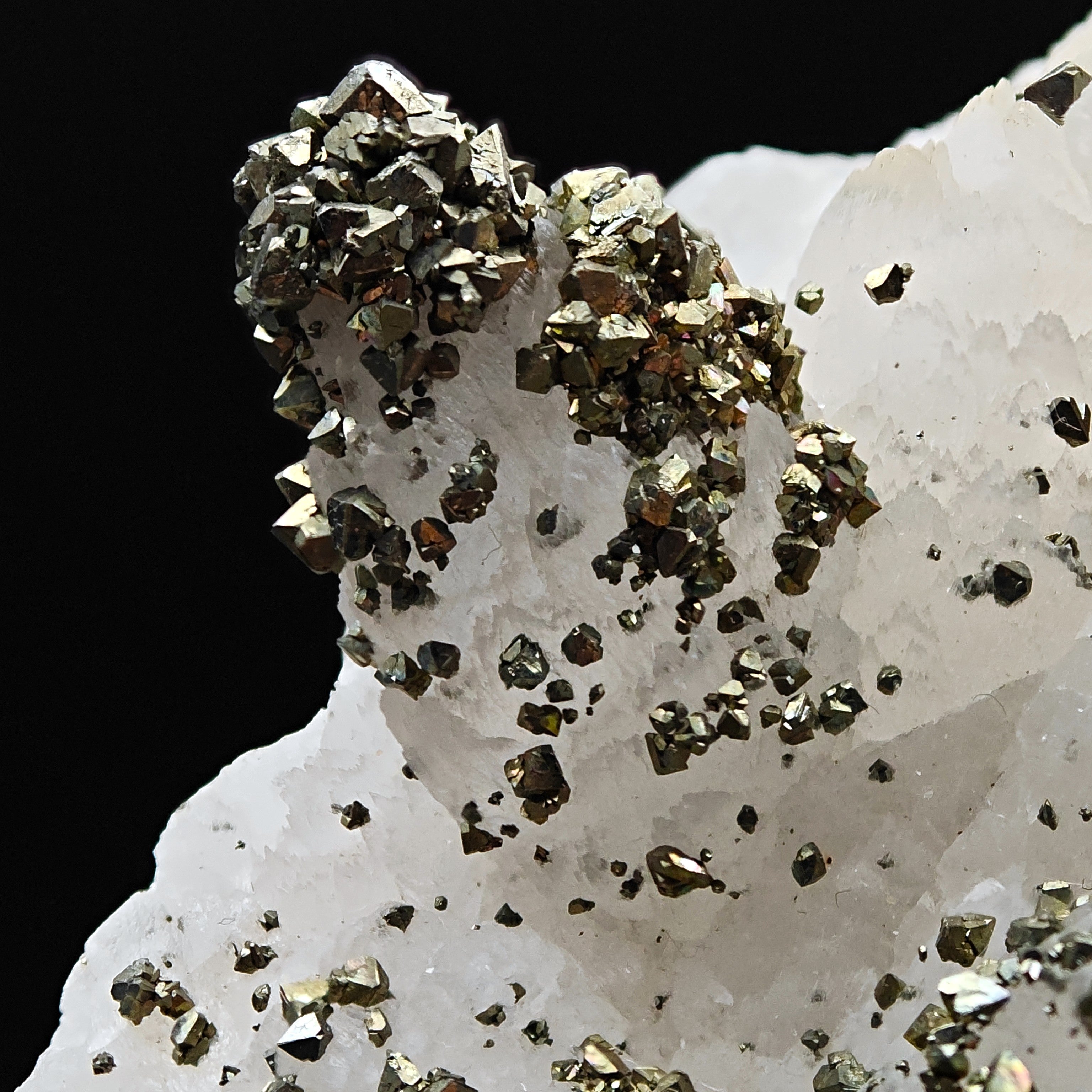 GOLDEN MARCASITE – "Snow-Capped Mountain" on Calcite, Sardinia, Italy