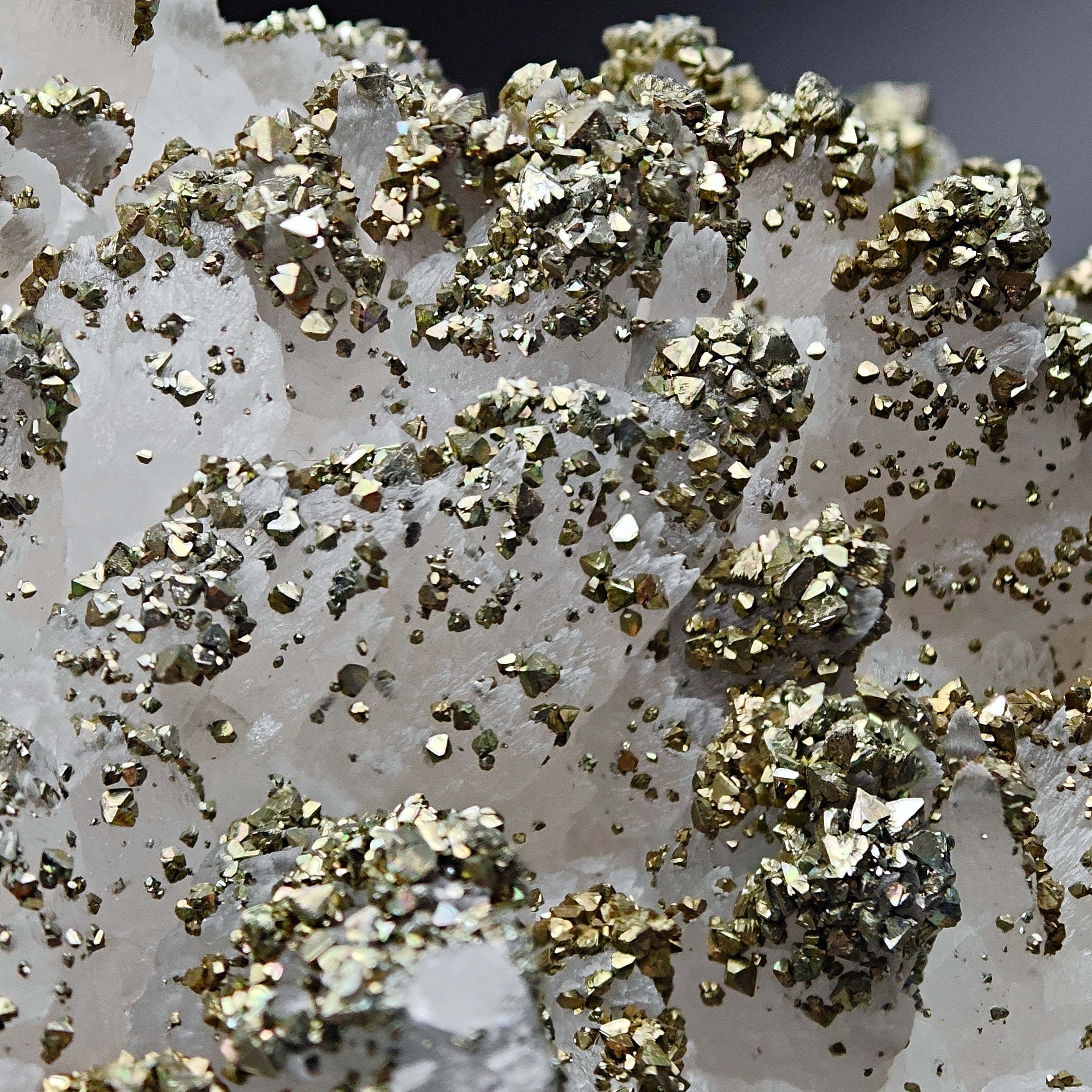 GOLDEN MARCASITE – "Snow-Capped Mountain" on Calcite, Sardinia, Italy