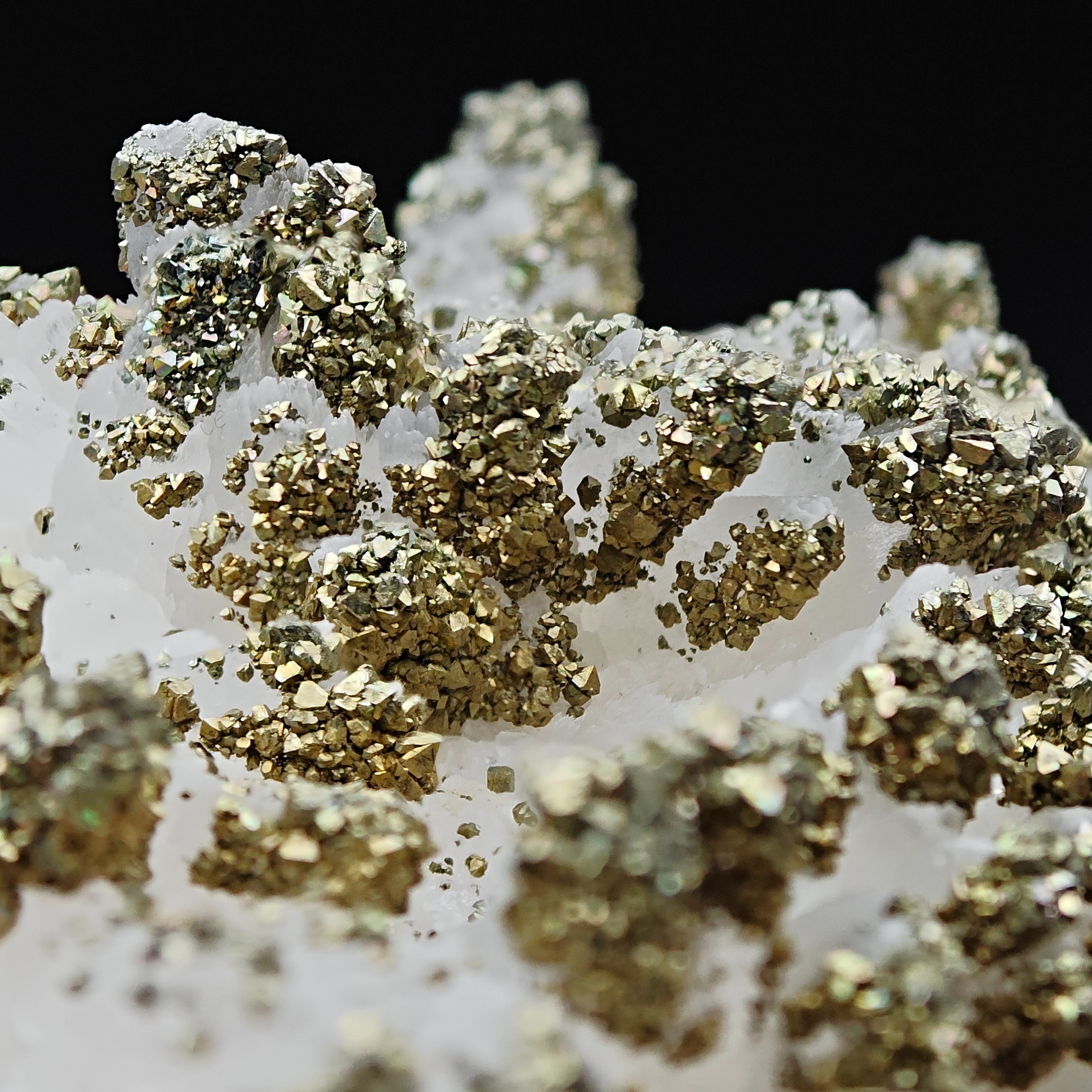 GOLDEN MARCASITE – "Snow-Capped Mountain" on Calcite, Sardinia, Italy