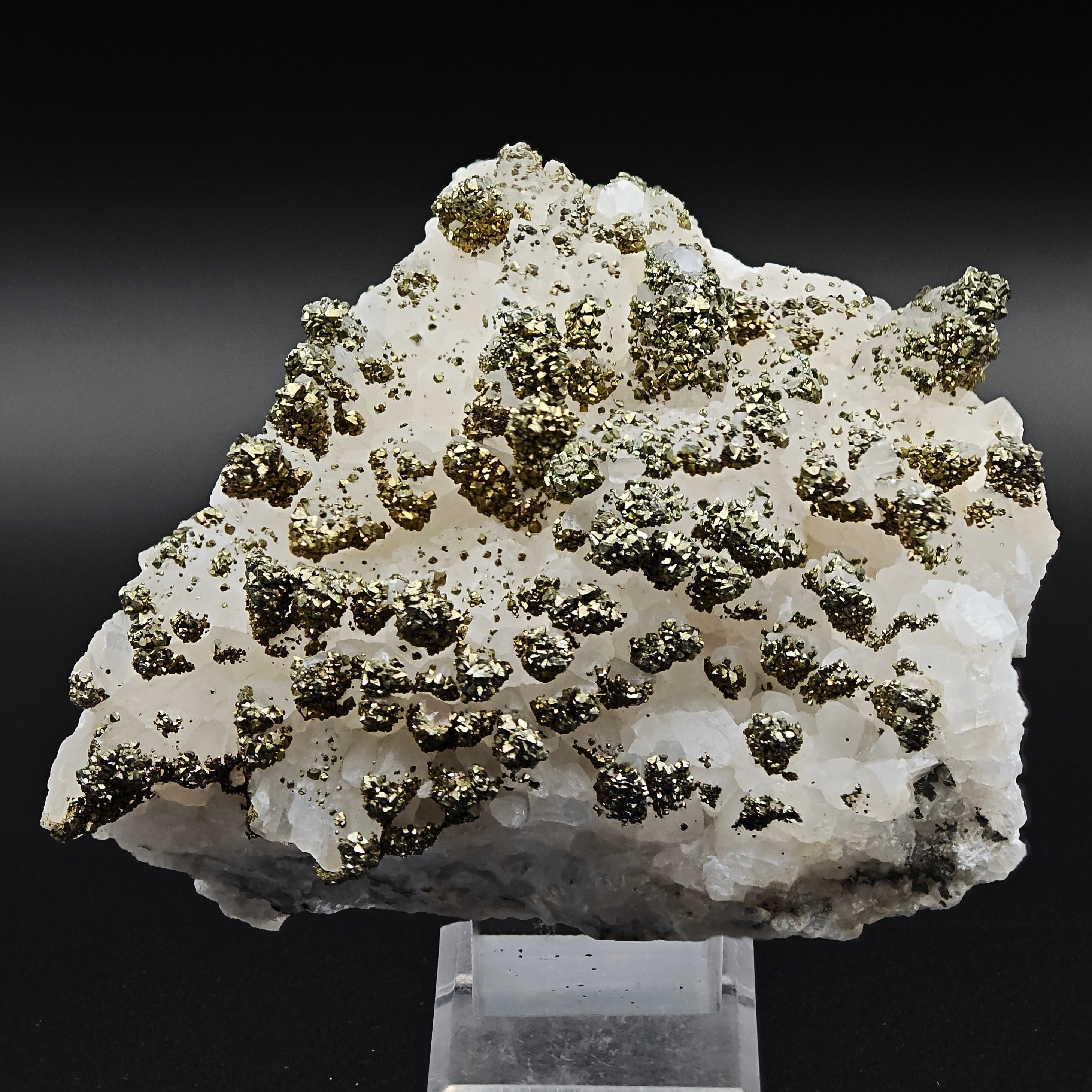 GOLDEN MARCASITE – "Snow-Capped Mountain" on Calcite, Sardinia, Italy